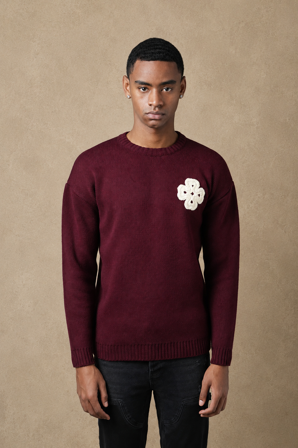 Pull Treffle bordeaux