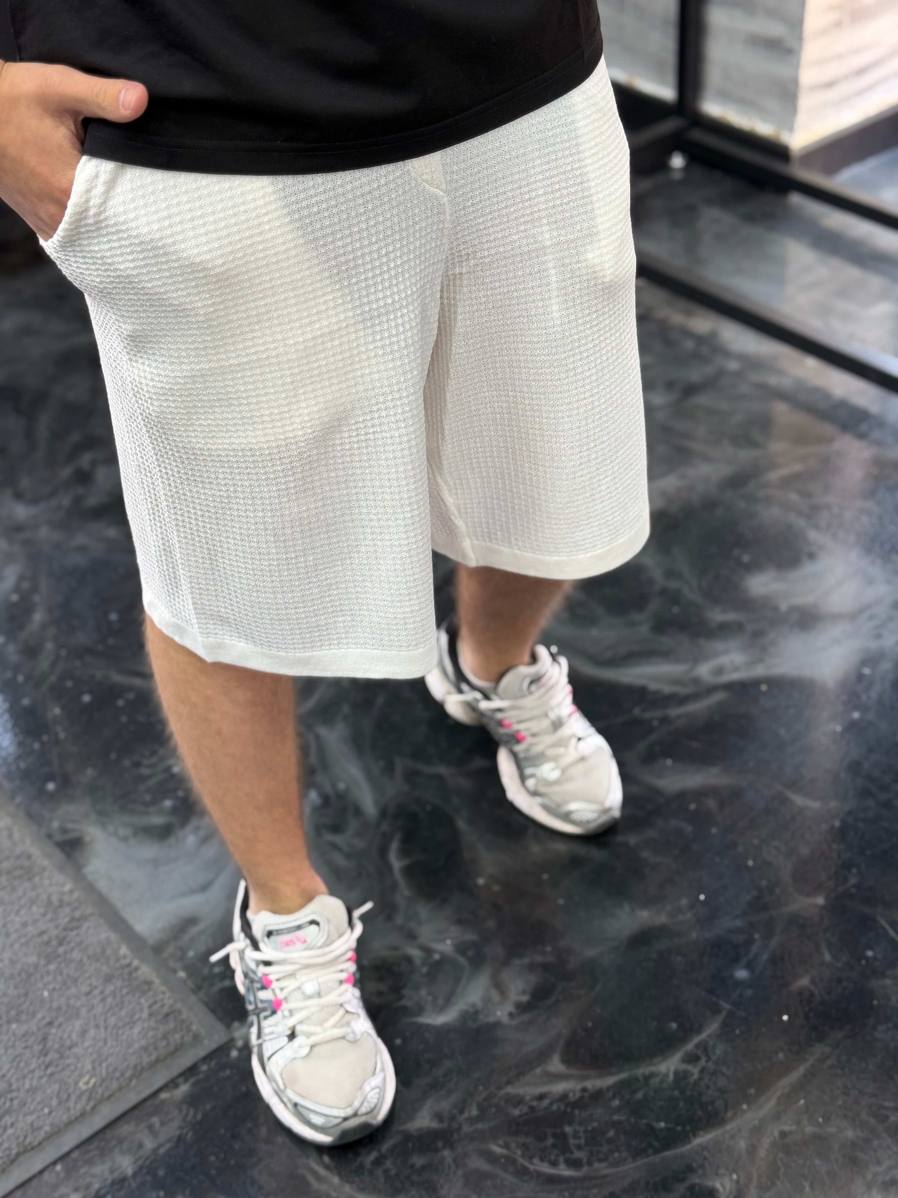 Short maille blanc