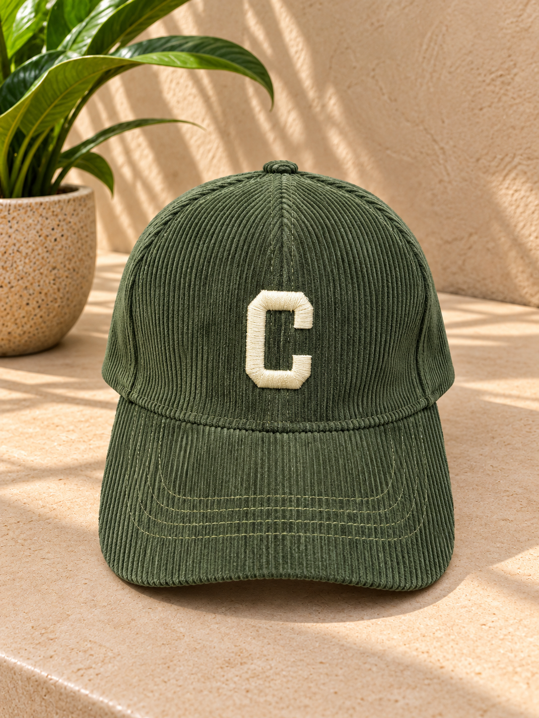 Casquette C velours verte