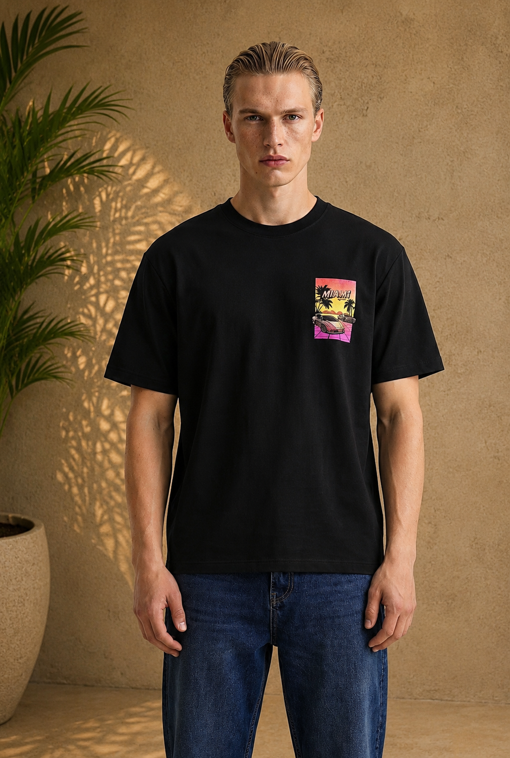 T-shirt Miami Sunset noir