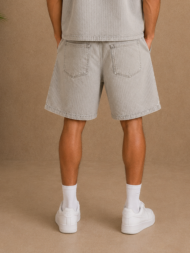Short jean gris rayures