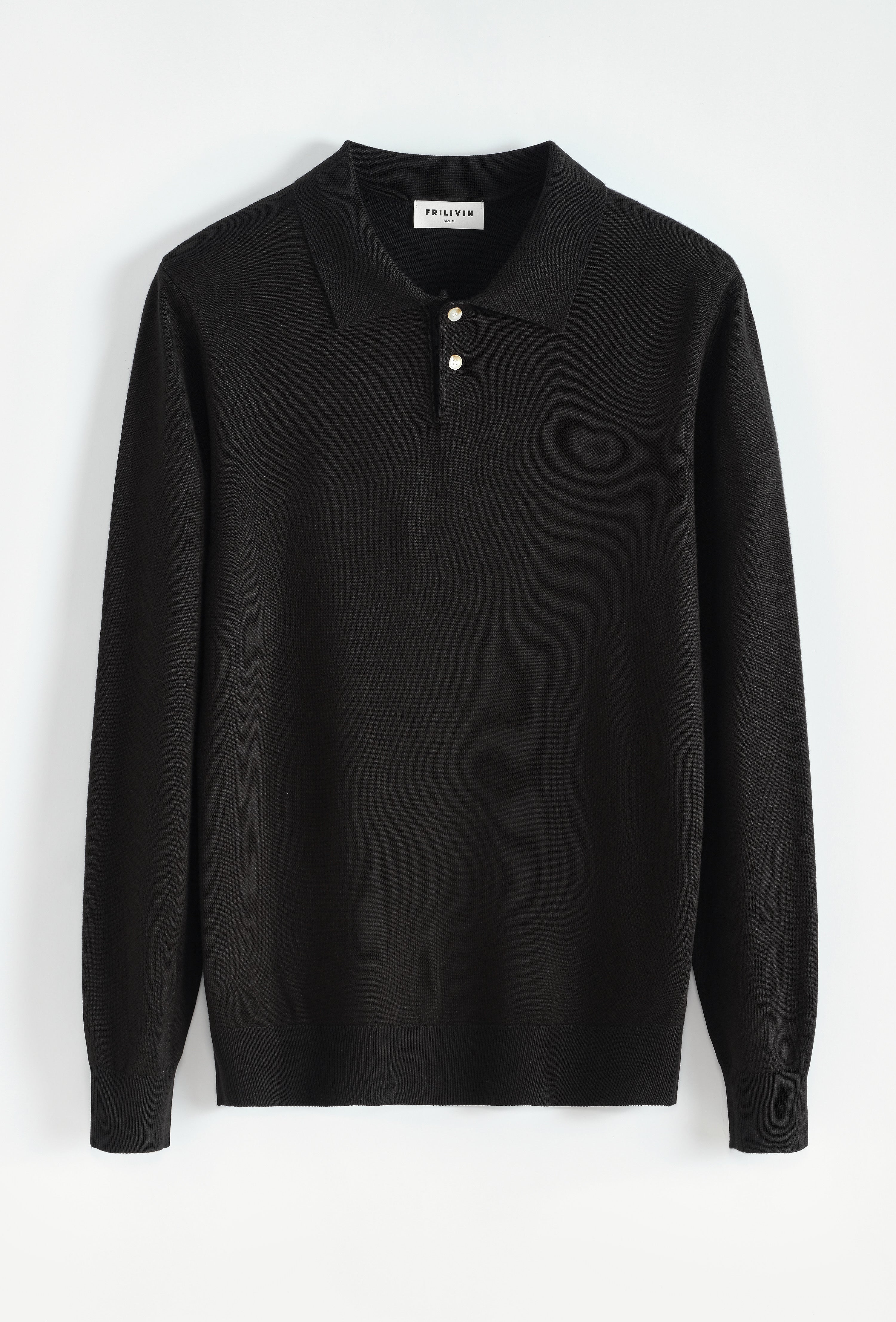 Pull polo manche longue noir