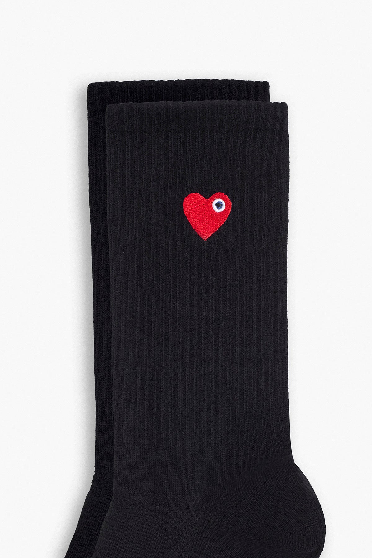 ADJ Chaussettes noir cœur rouge