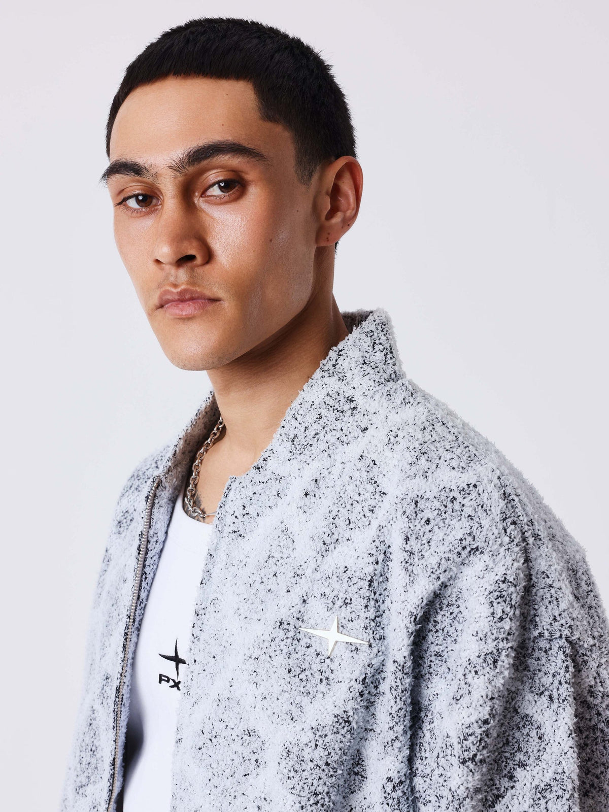PXP - VESTE MOTIFS A CARREAUX MOUNTAIN GRIS