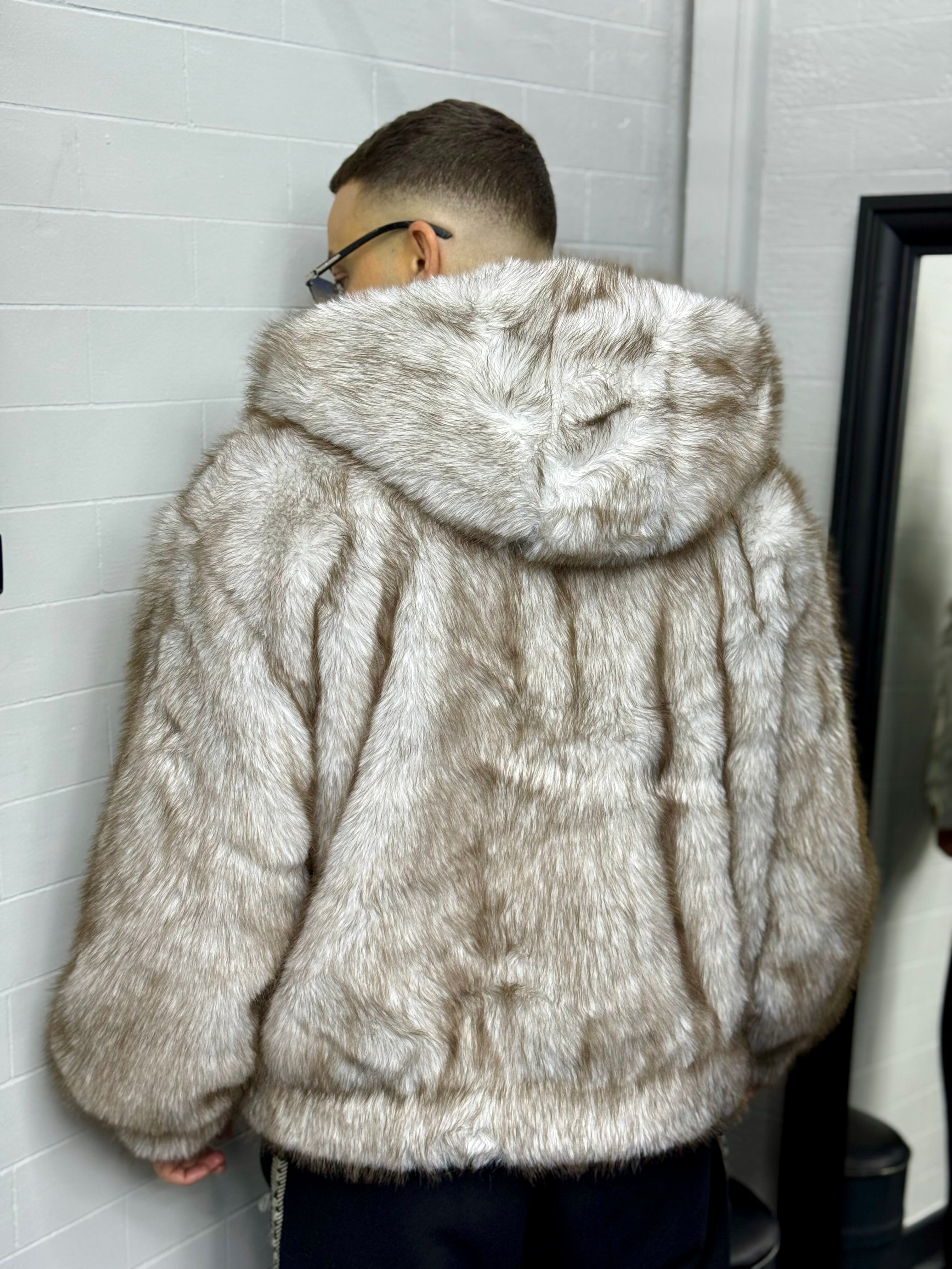 Veste fourrure beige/marron