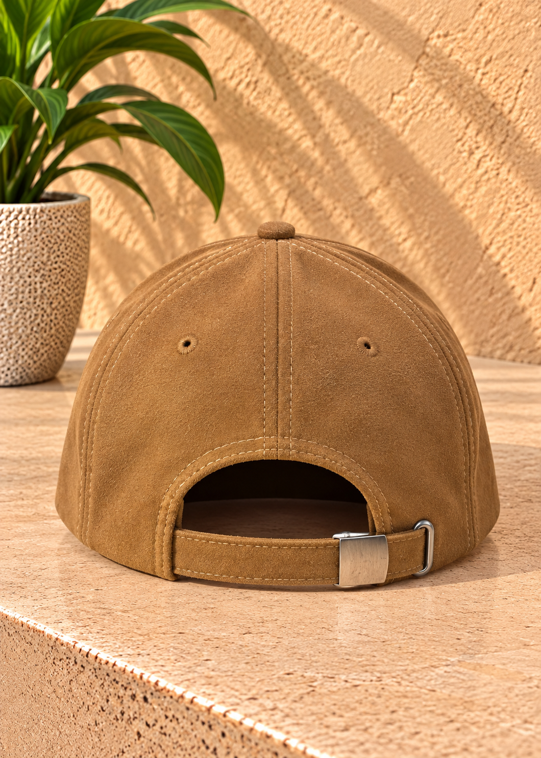 Casquette Coeur rouge daim marron