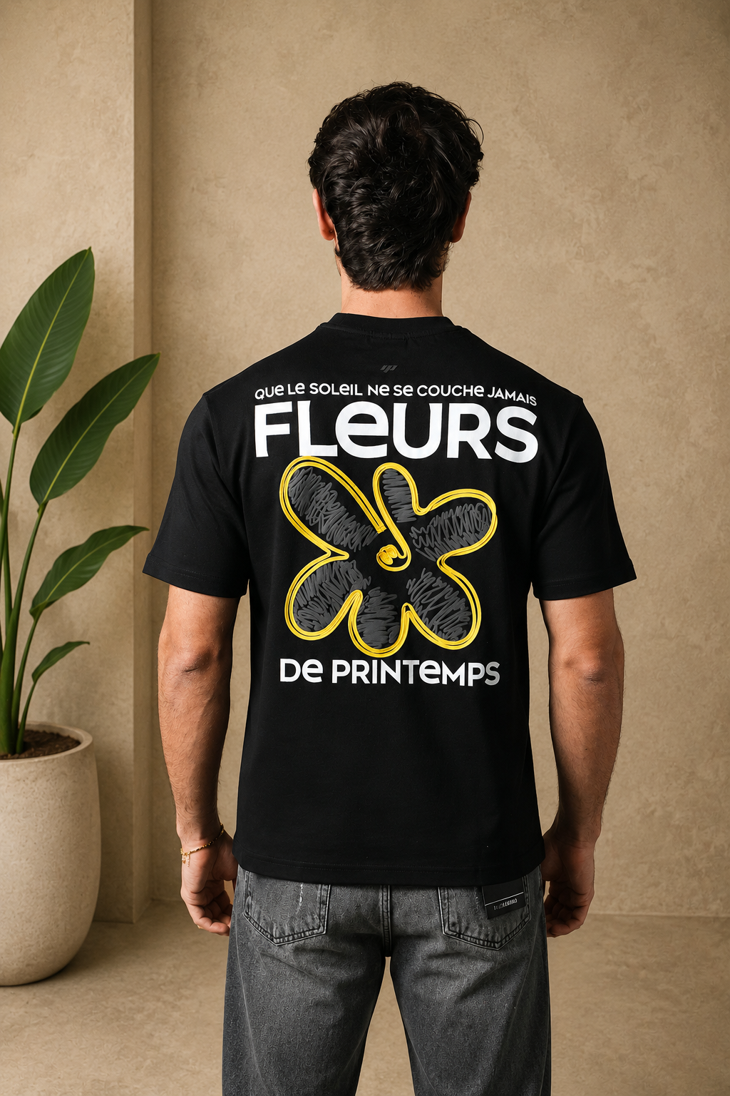 T-Shirt Fleur de printemps noir