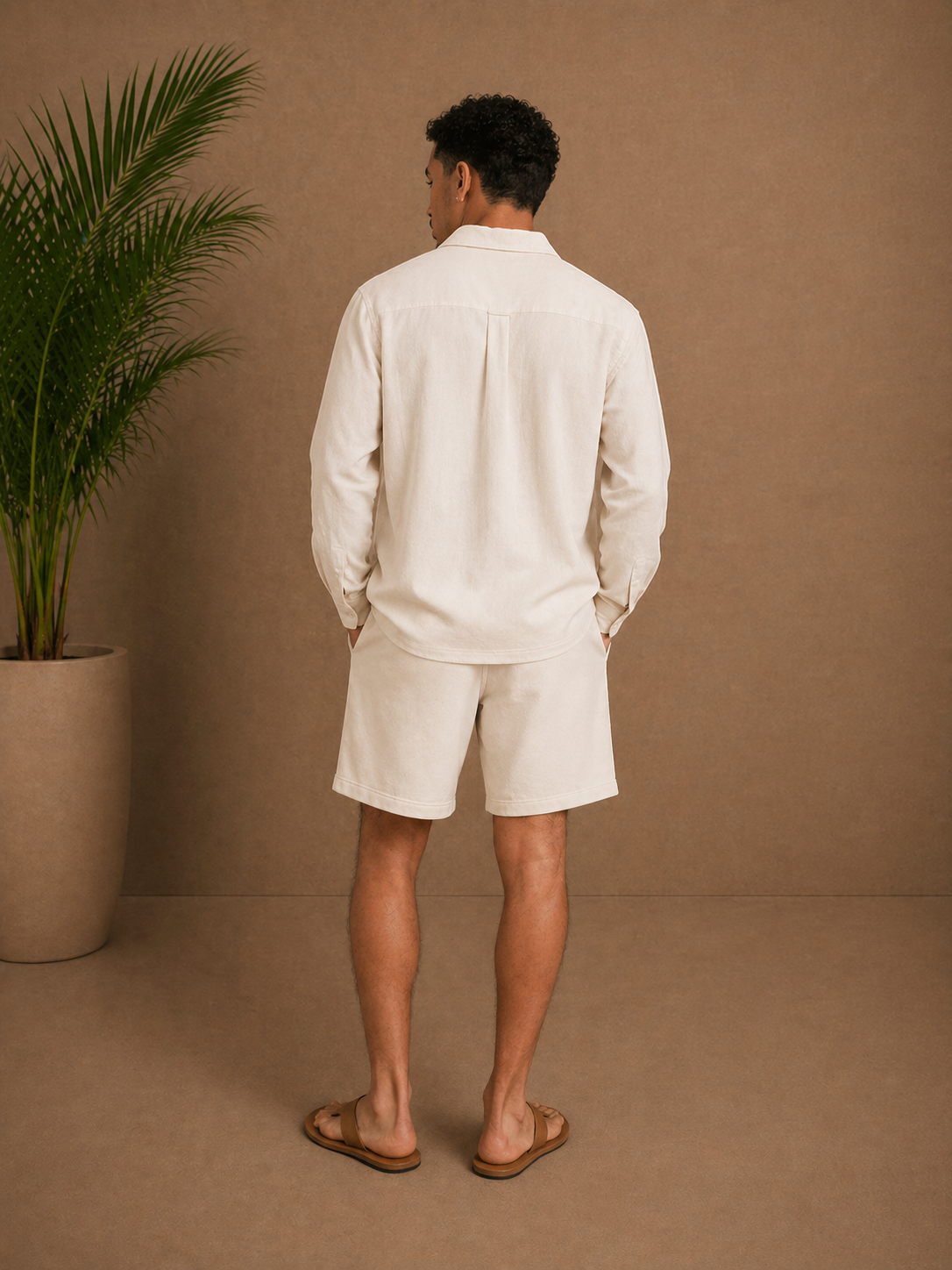 Short coton beige