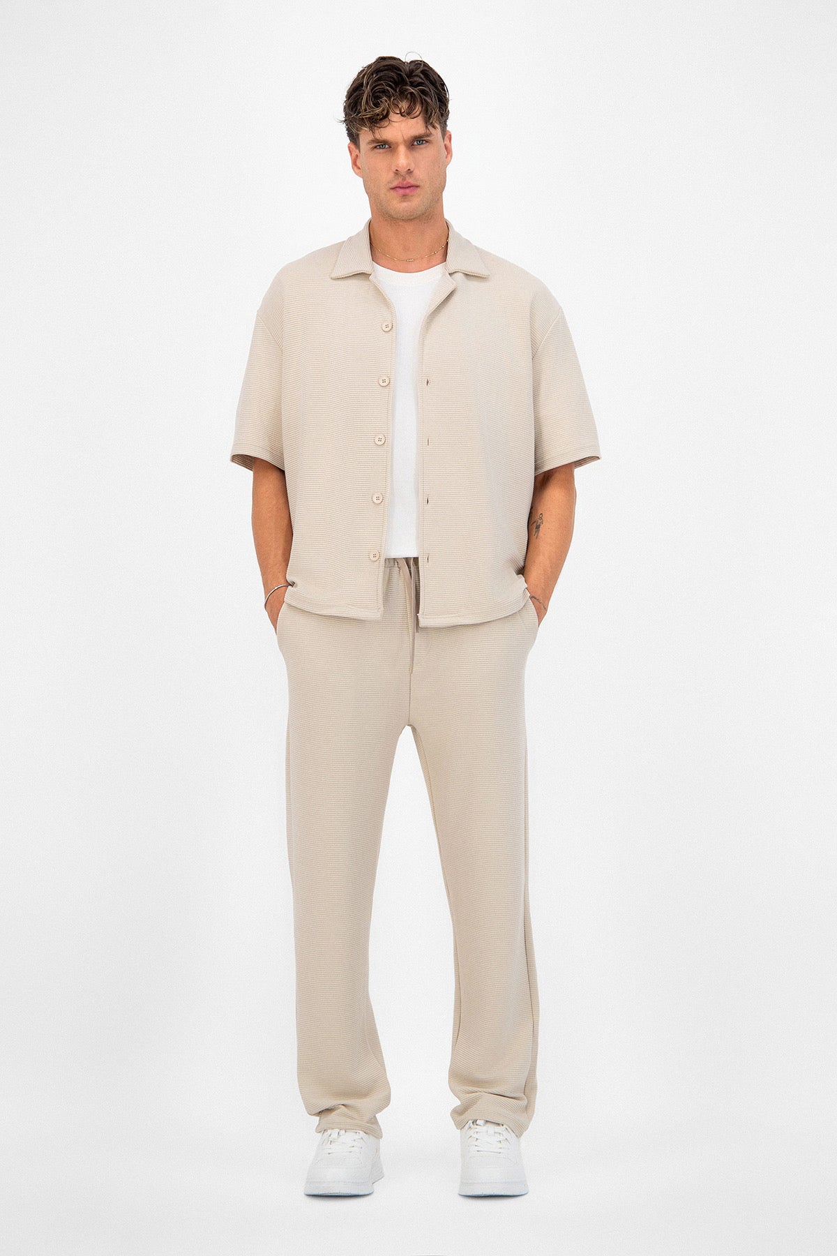 Chemise texturé beige