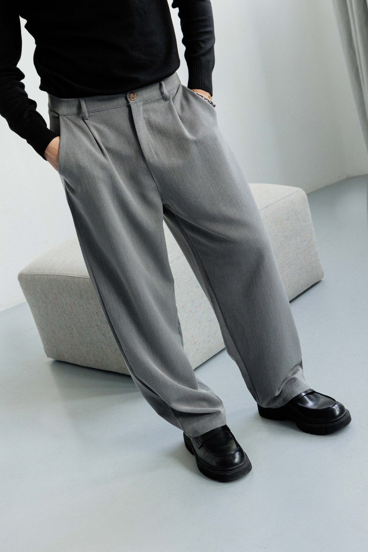 Pantalon ample gris