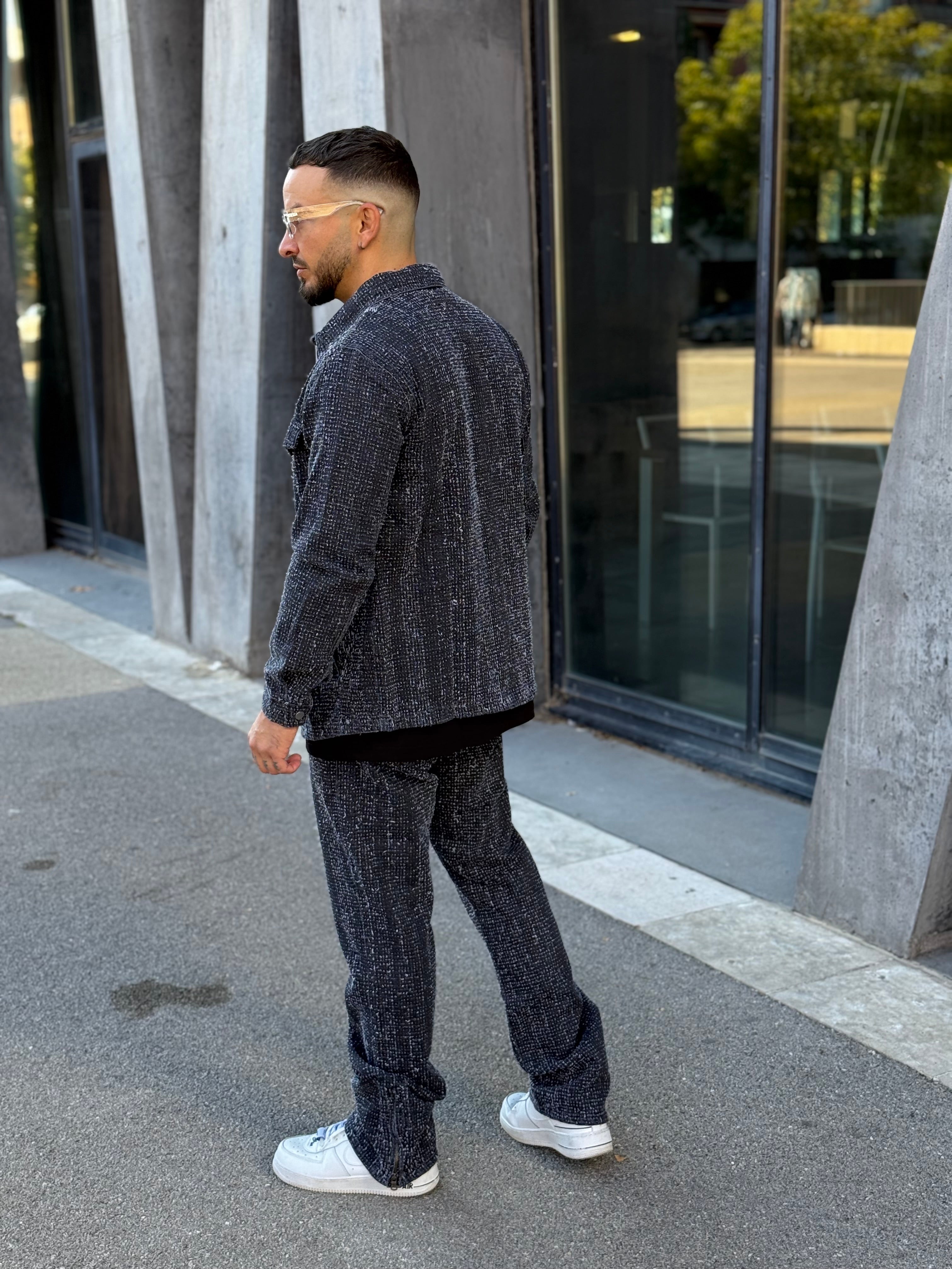 Ensemble gris Jean flare + Veste