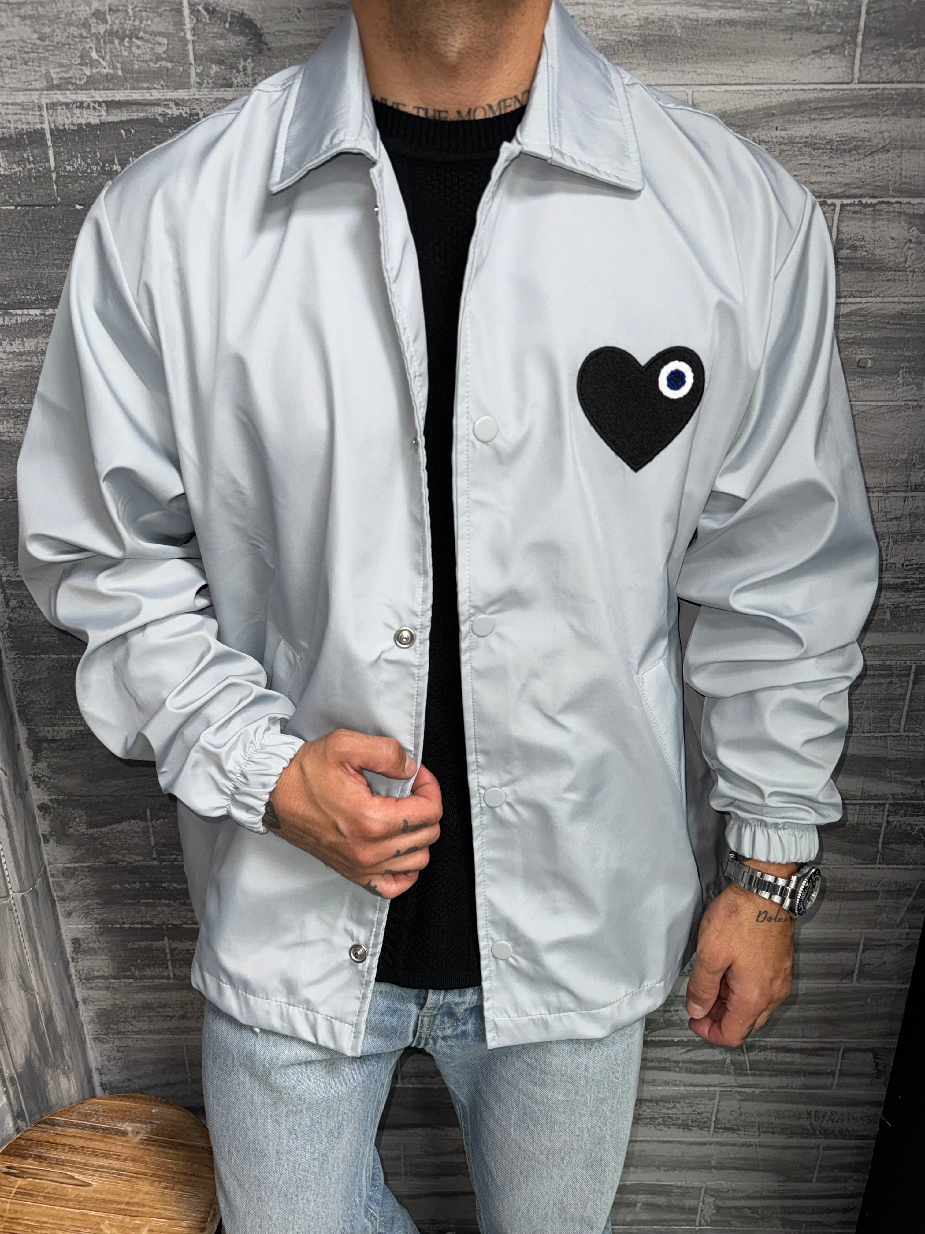Veste grise Coeur noir