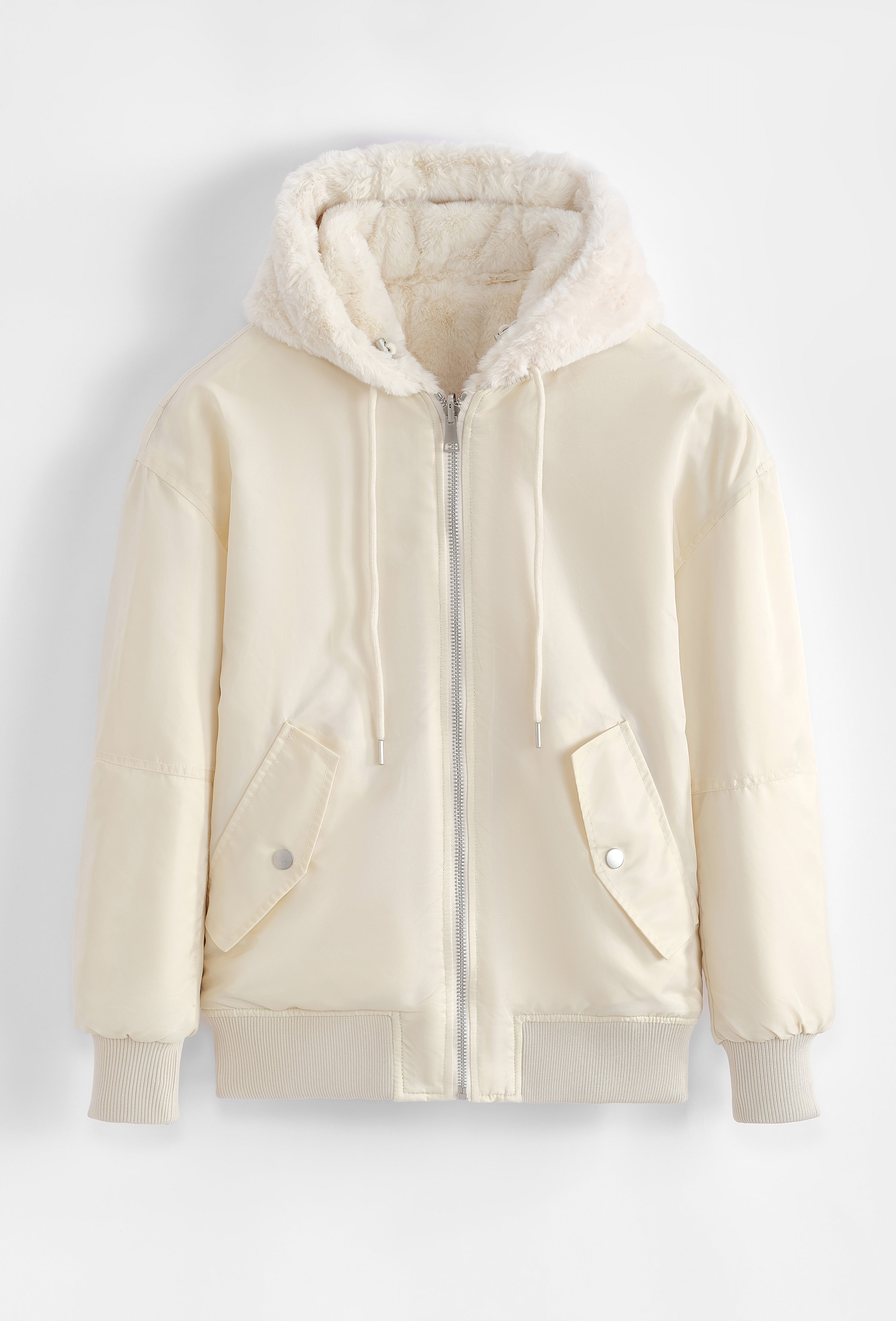 Veste réversible beige nylon / fourrure