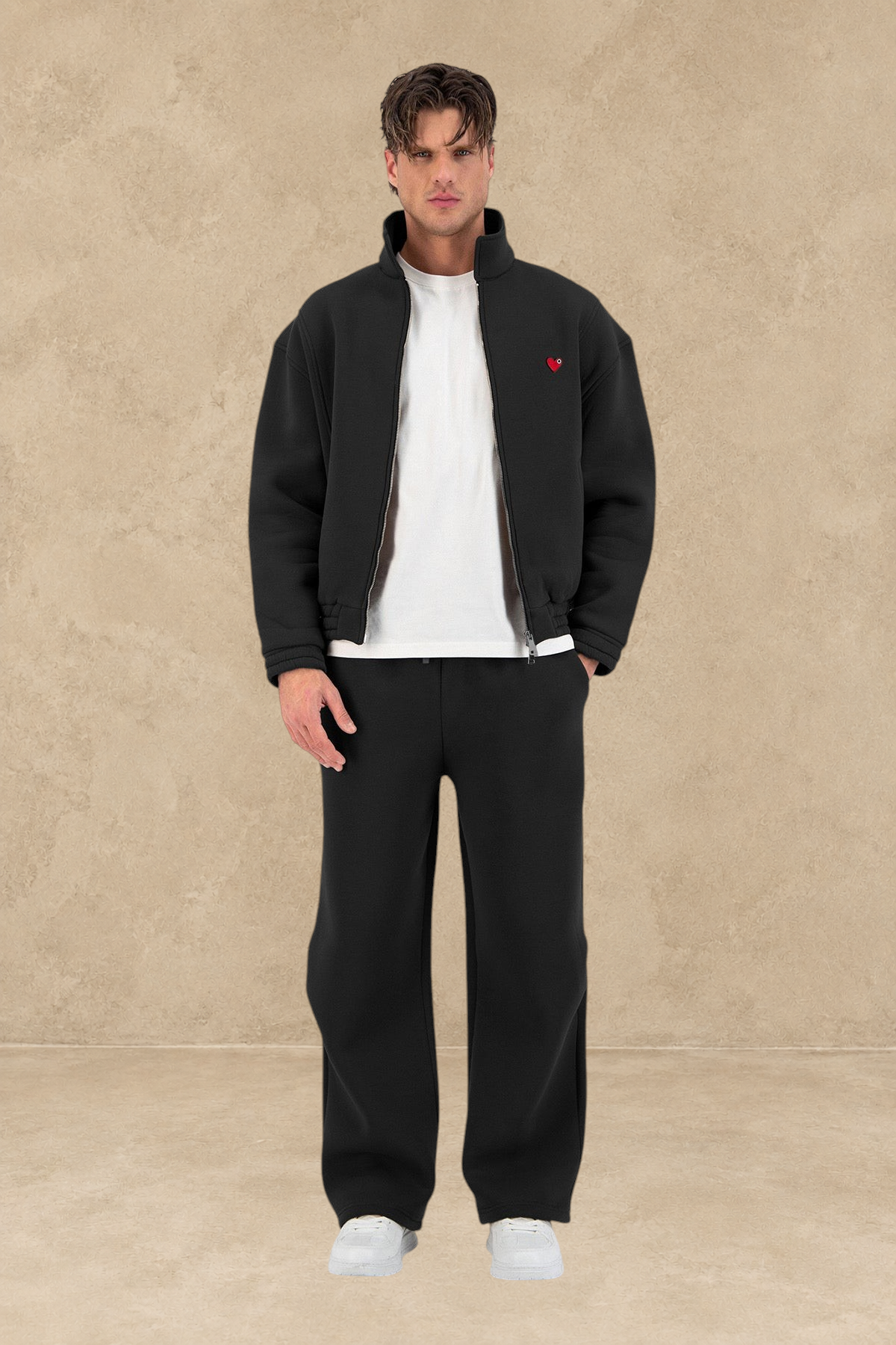Pantalon jogging noir petit cœur