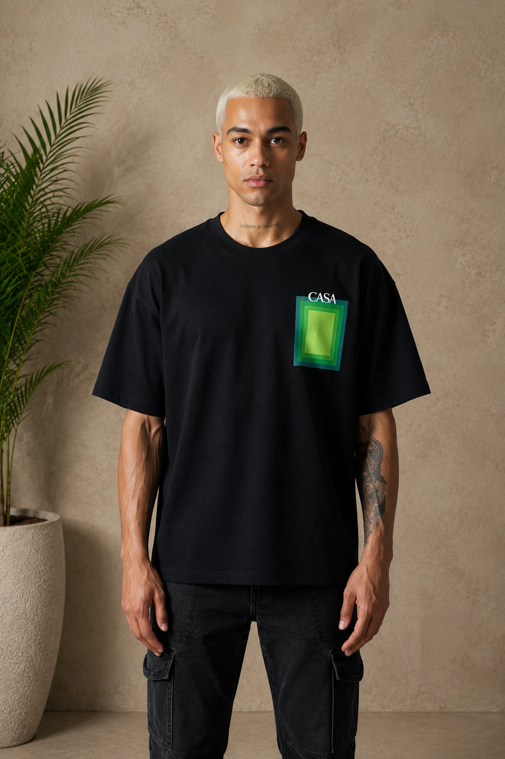 T-Shirt Casa noir / vert