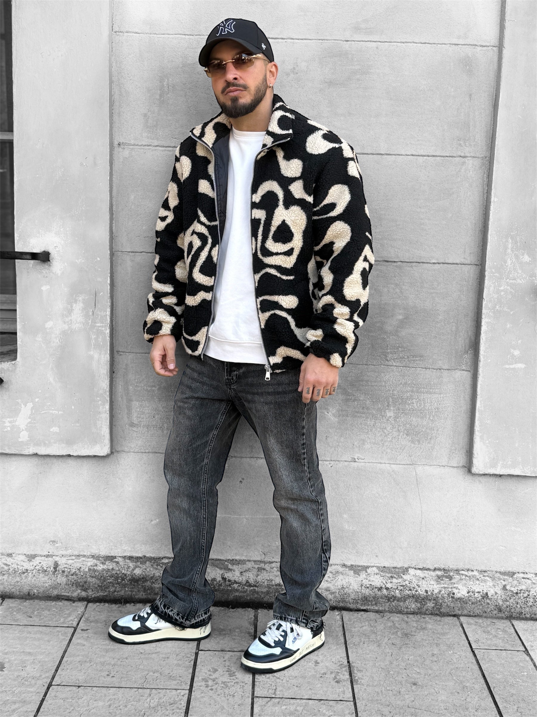 Veste laine beige noir