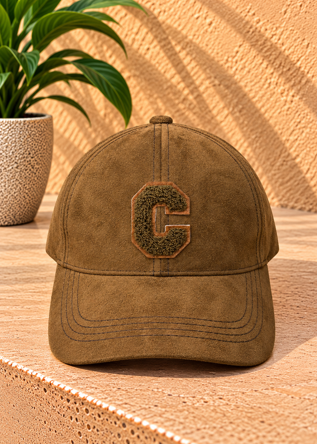 Casquette C daim marron