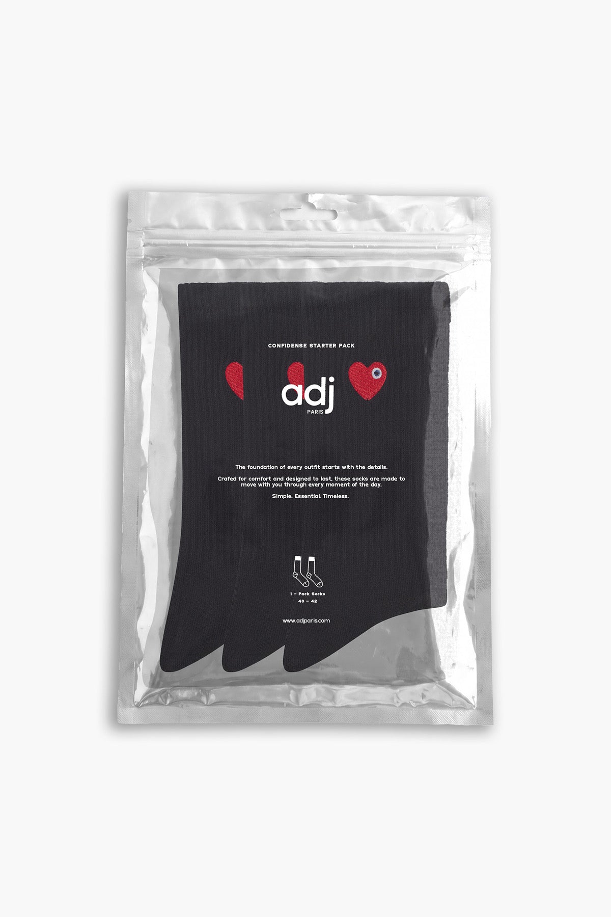 ADJ Chaussettes noir cœur rouge