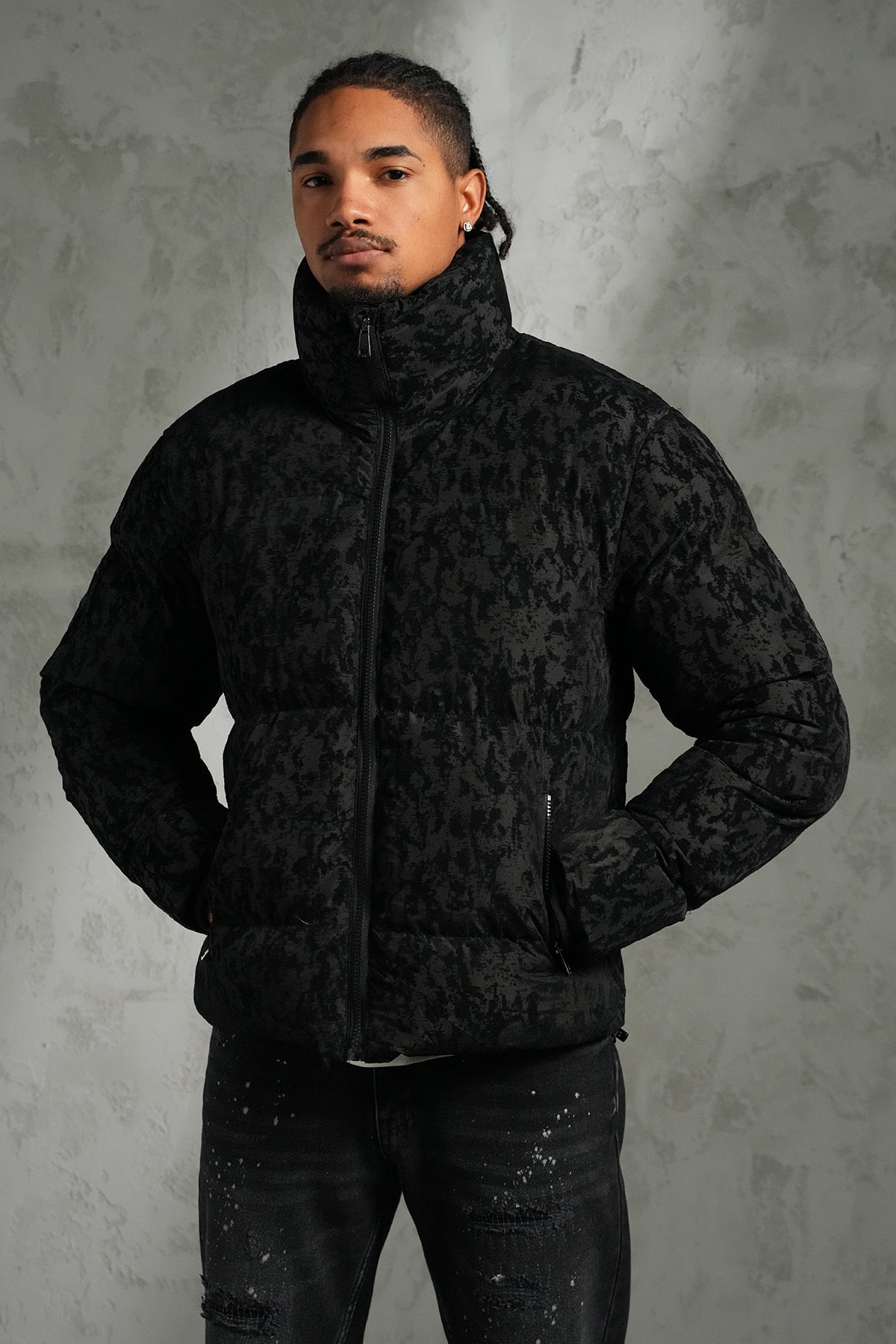 Doudoune motifs noir