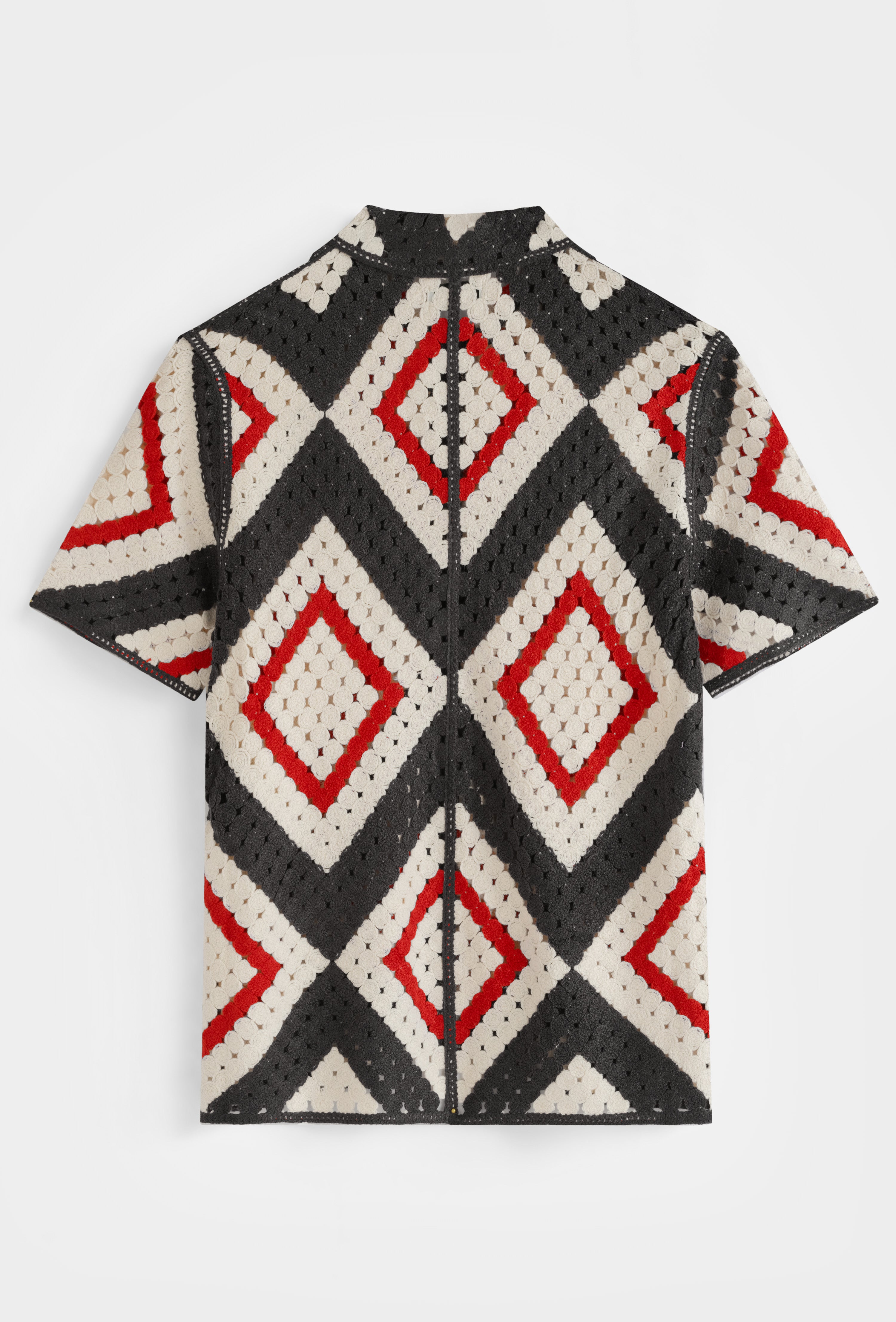 Chemise crochet gris / rouge