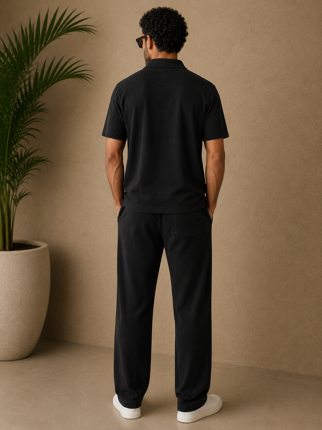 Pantalon noir texturé