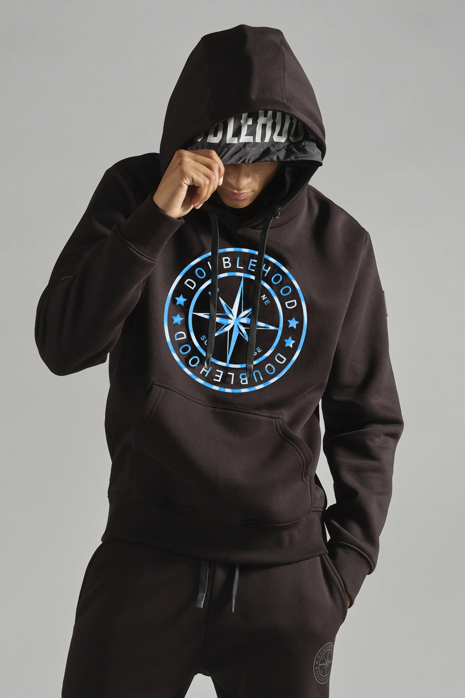 Doublehood - Sweat capuche Taylor noir / bleu