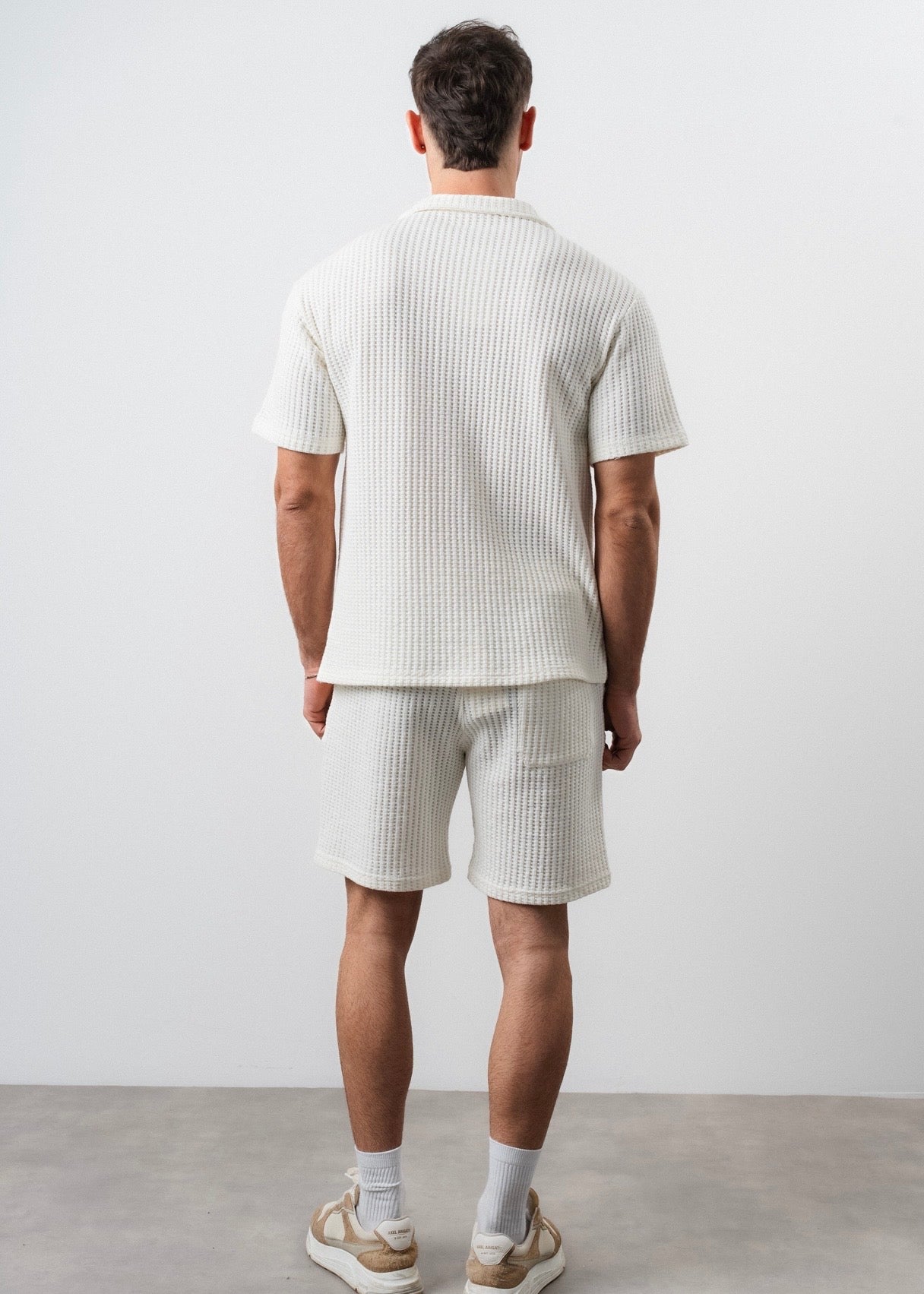 Ensemble short chemise maille blanc