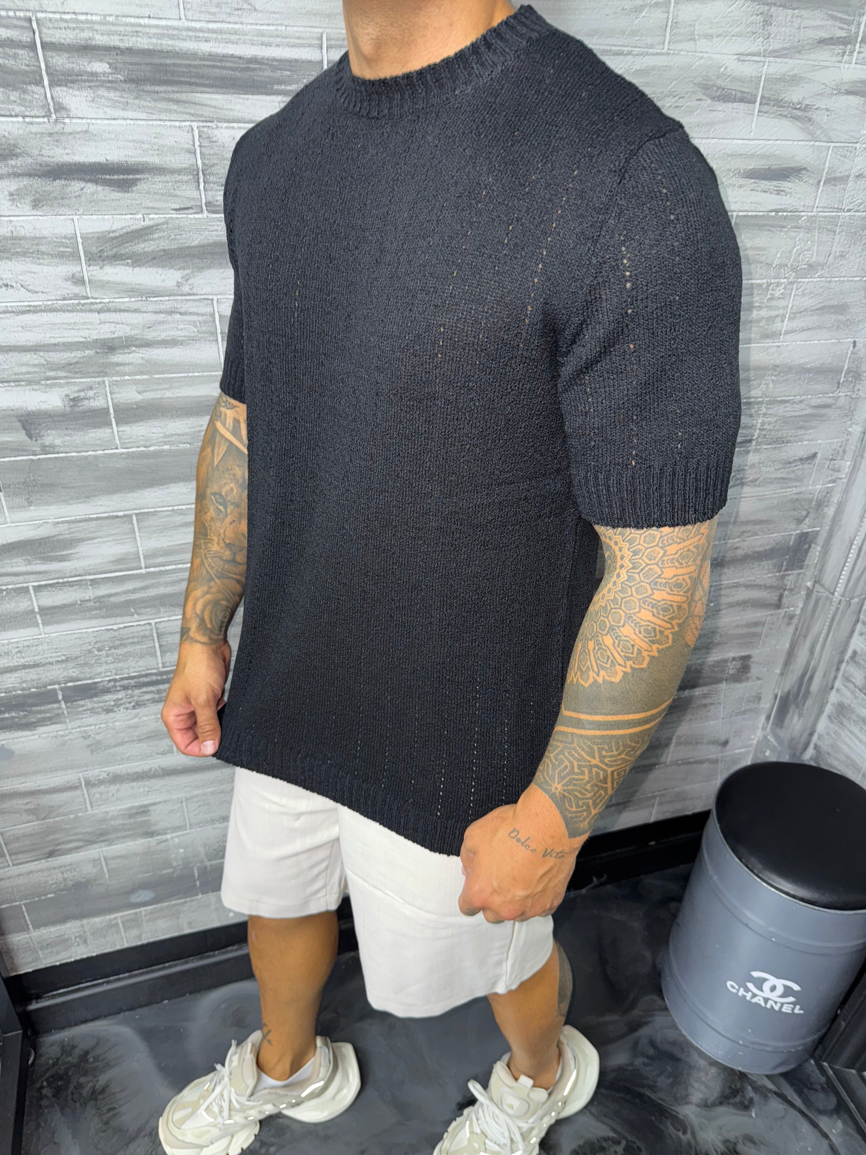 T-shirt maille noir