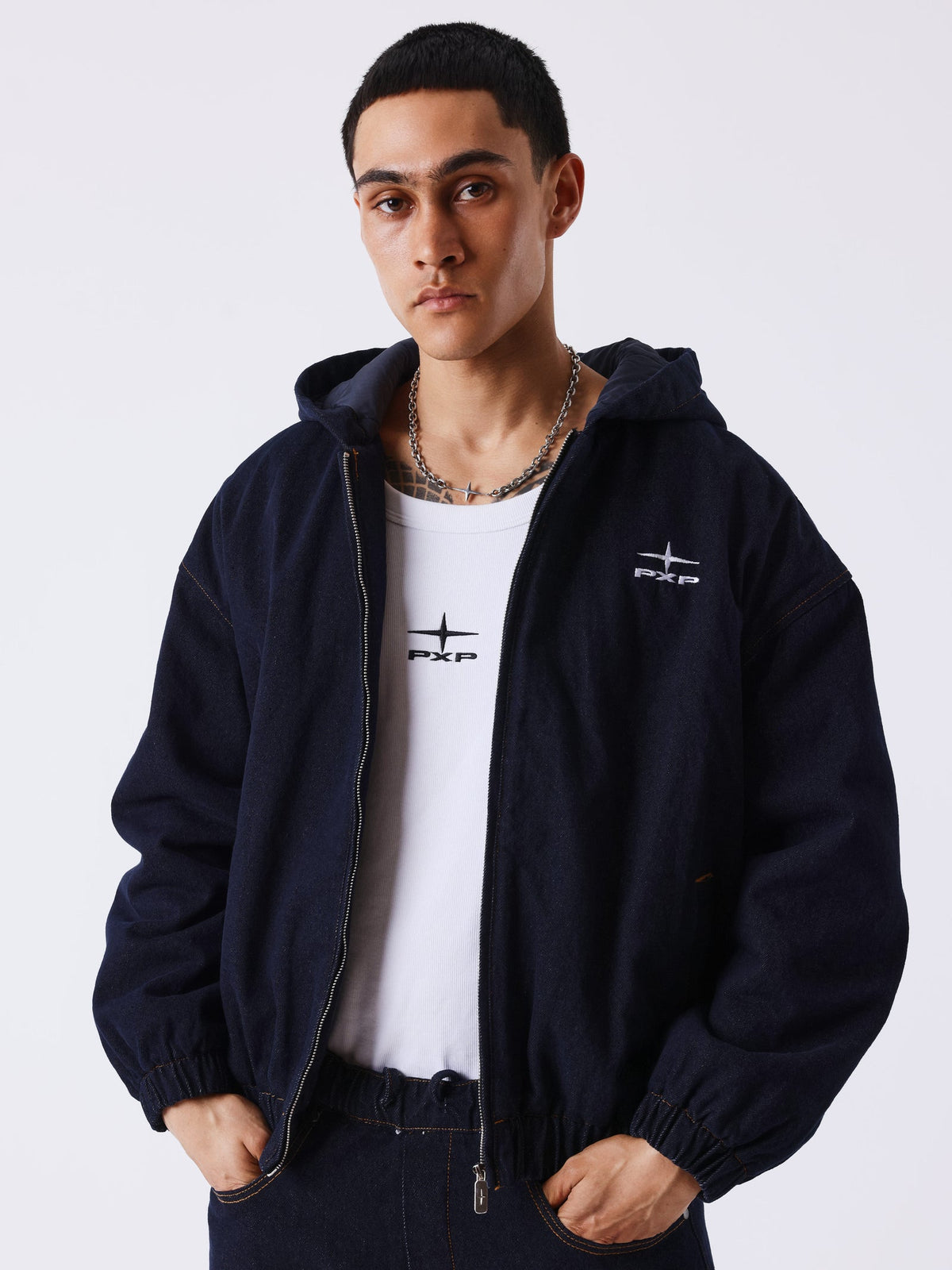 PXP - VESTE A CAPUCHE DENIM SNOW