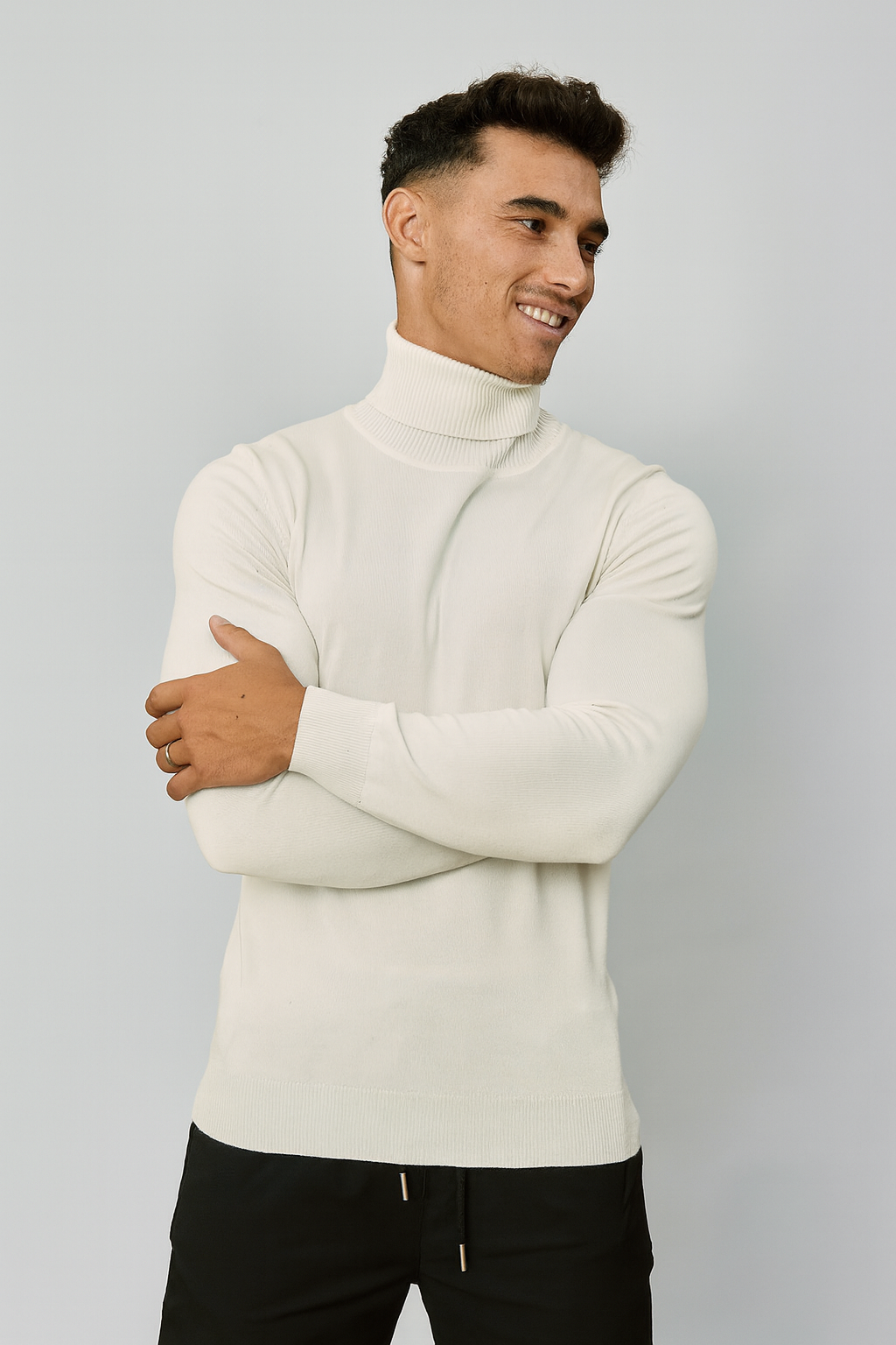 Pull Col roulé fin blanc