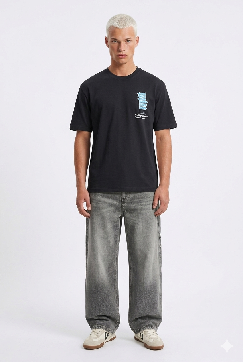 T-shirt Along the Coast noir