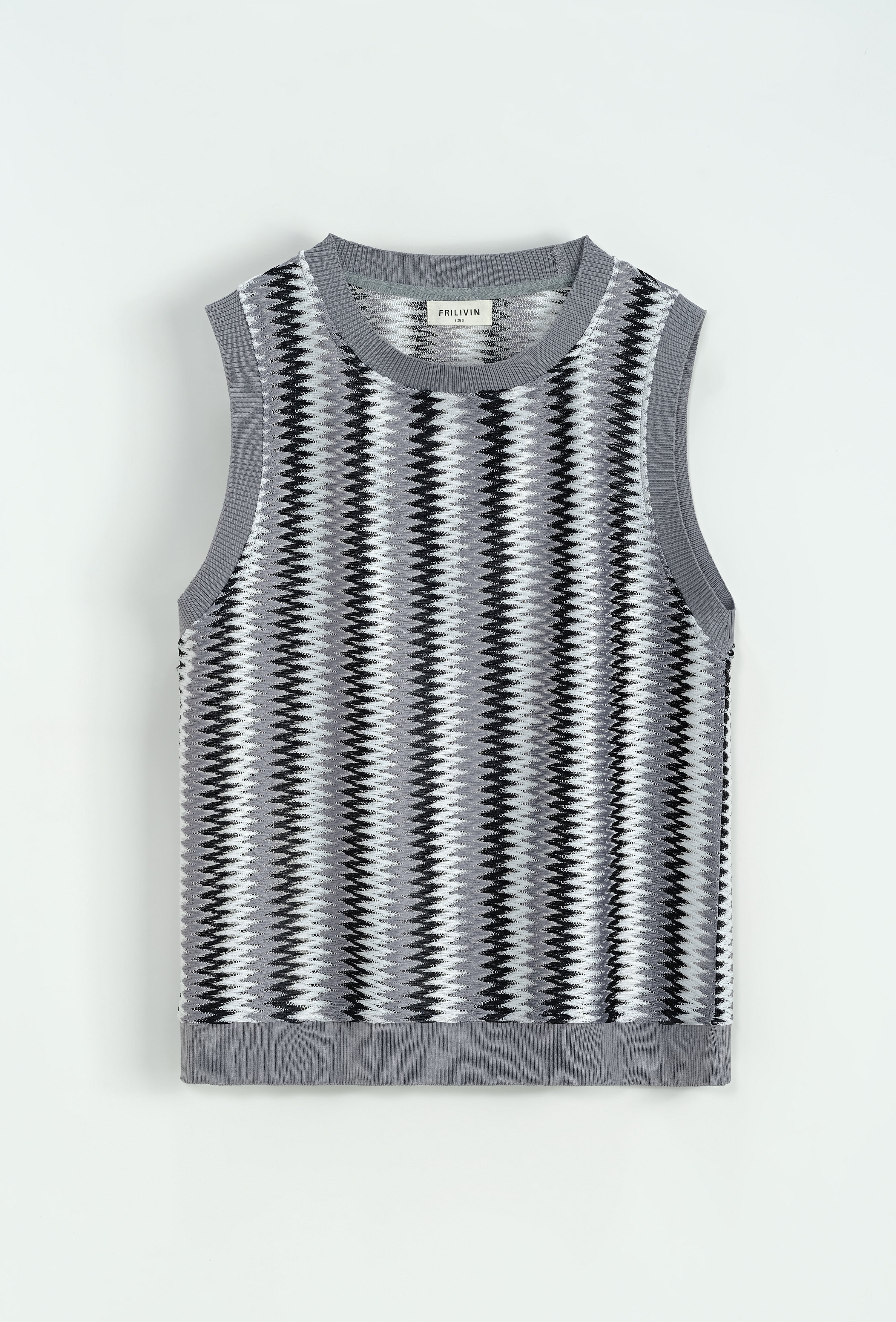 T-shirt Débardeur maille gris noir blanc