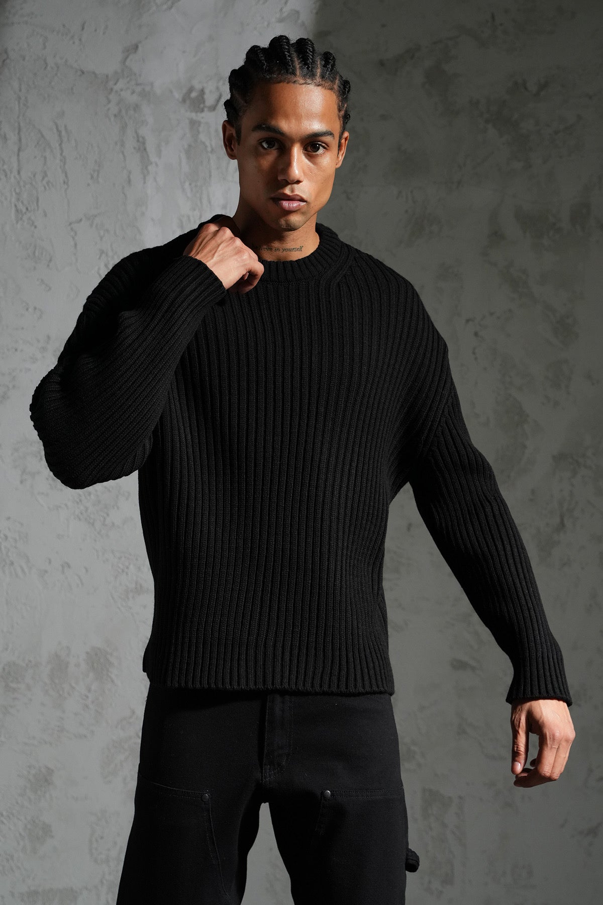 Pull maille noir