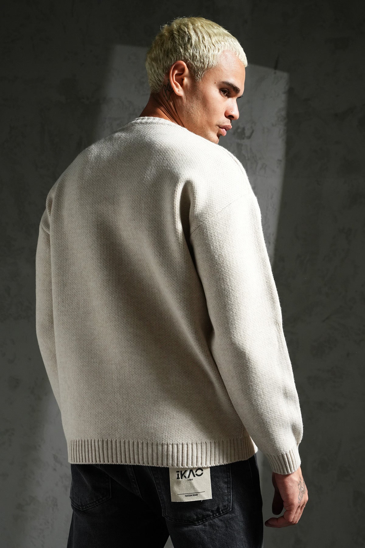 Pull épais maille beige