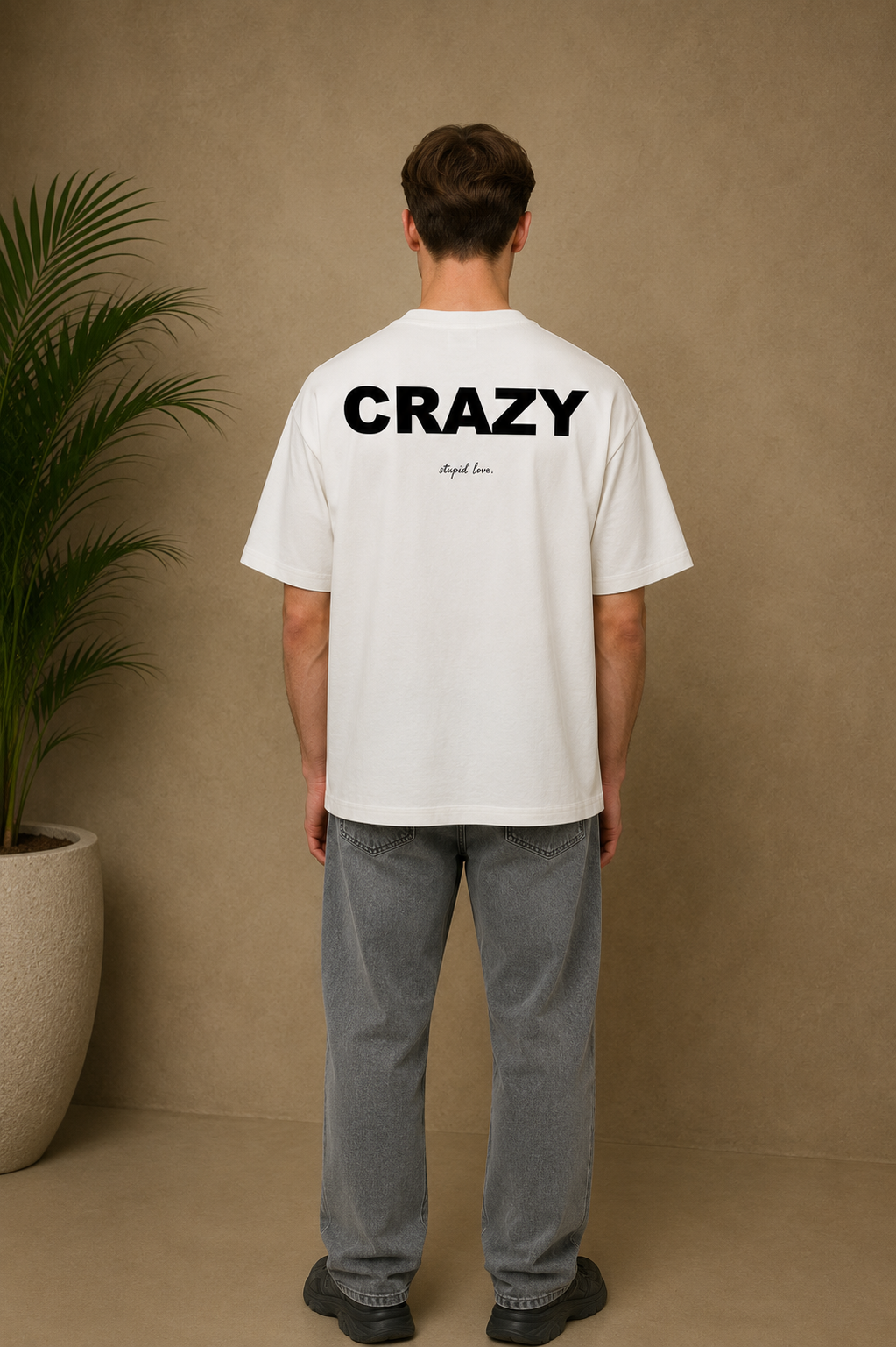 T-shirt Crazy blanc