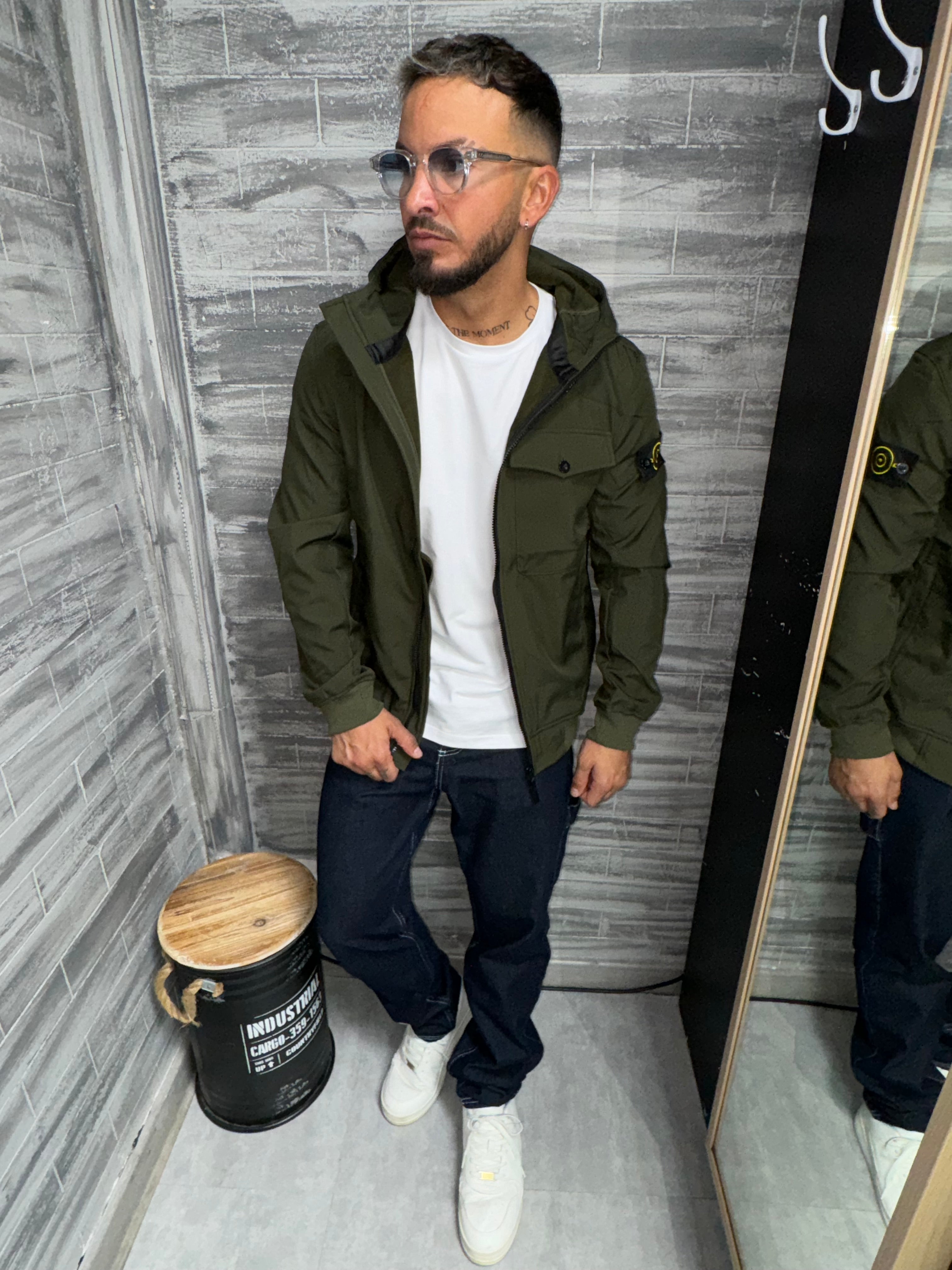 Black hooded jacket