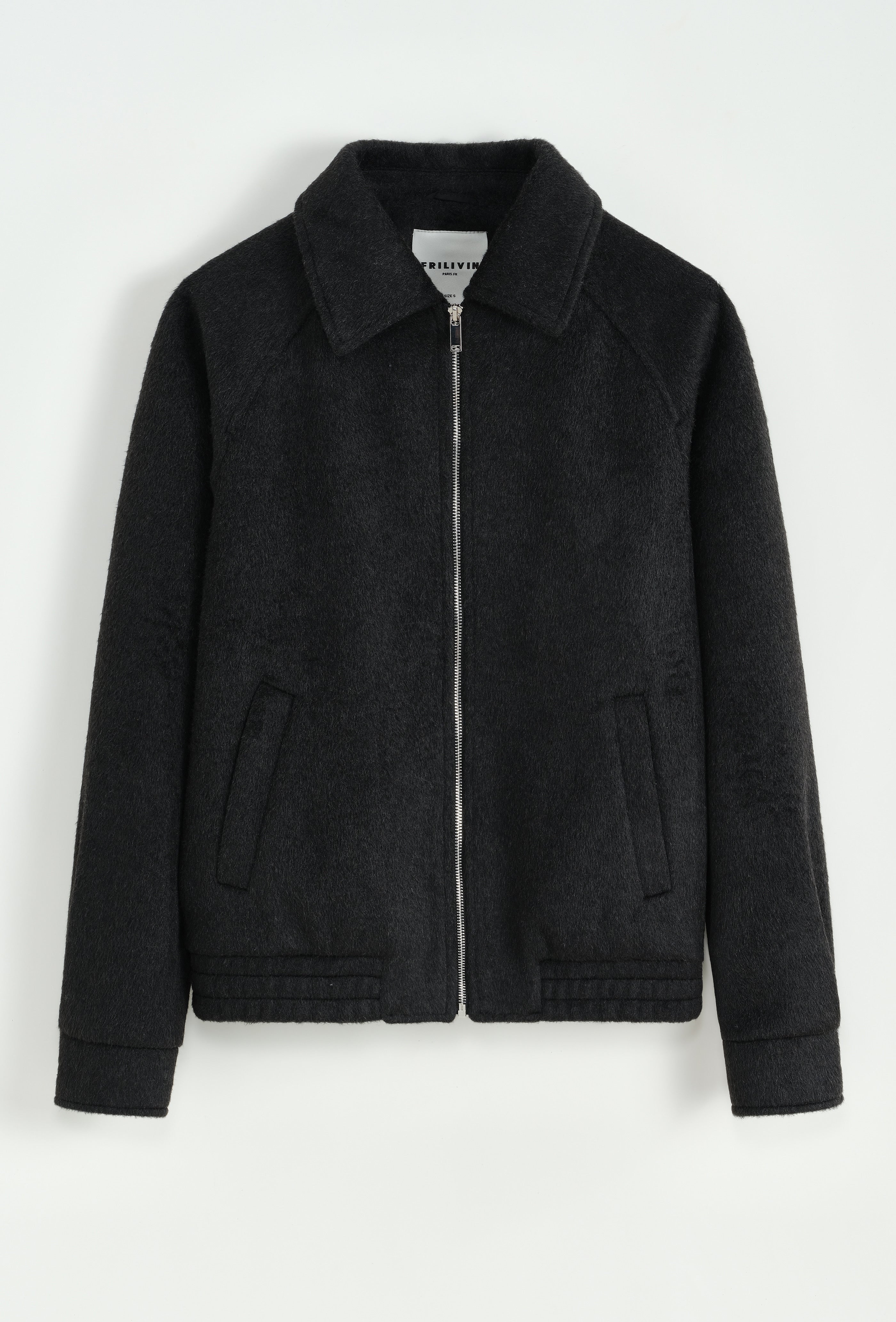 Veste zipée noir en laine