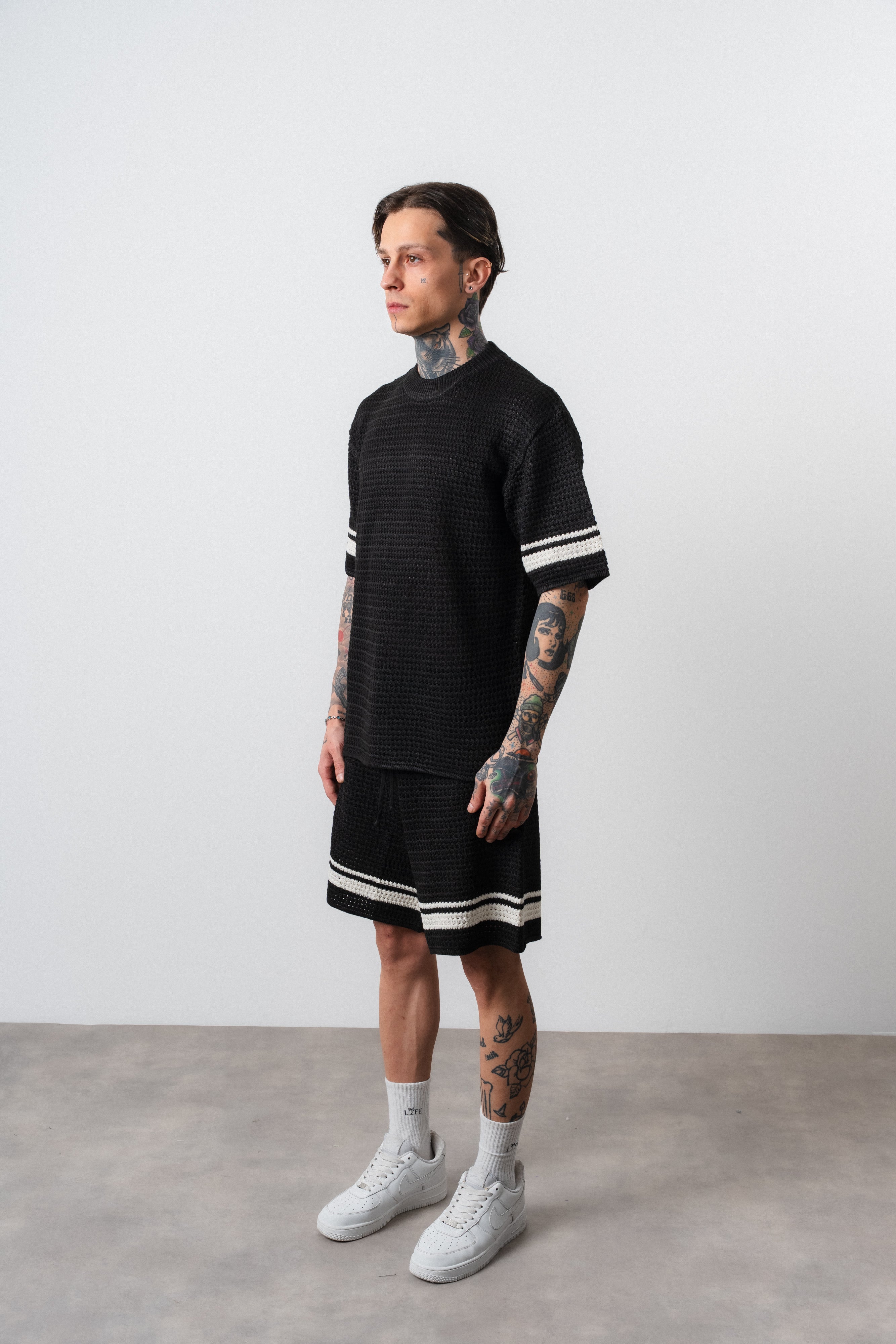 Ensemble short t-shirt maille noir