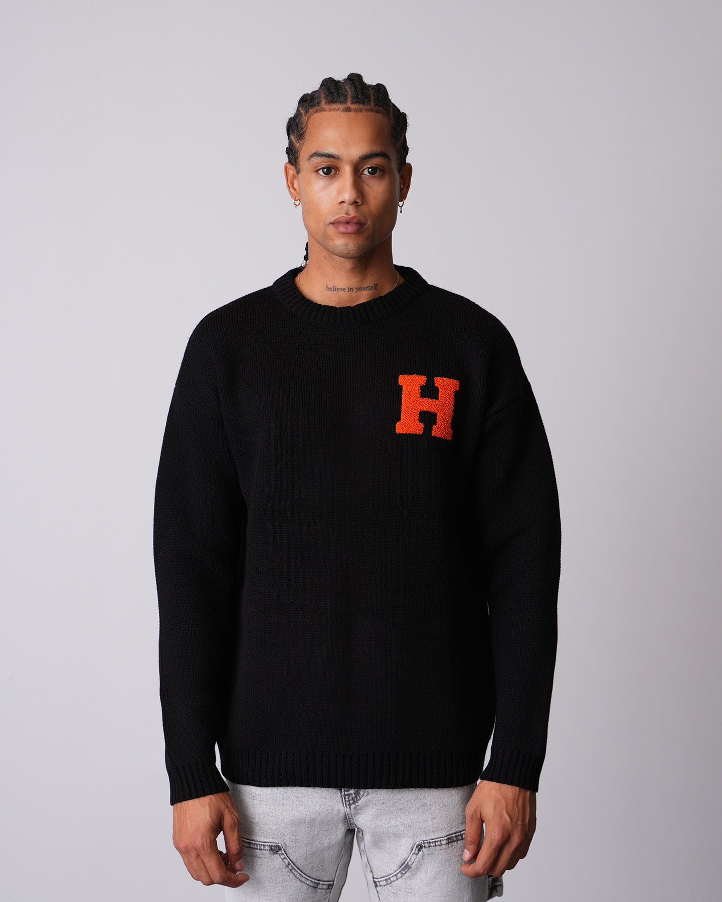 Pull maille noir H