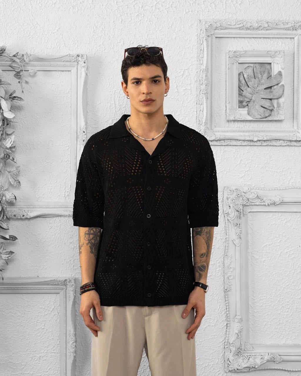 Chemise maille Tulum noir