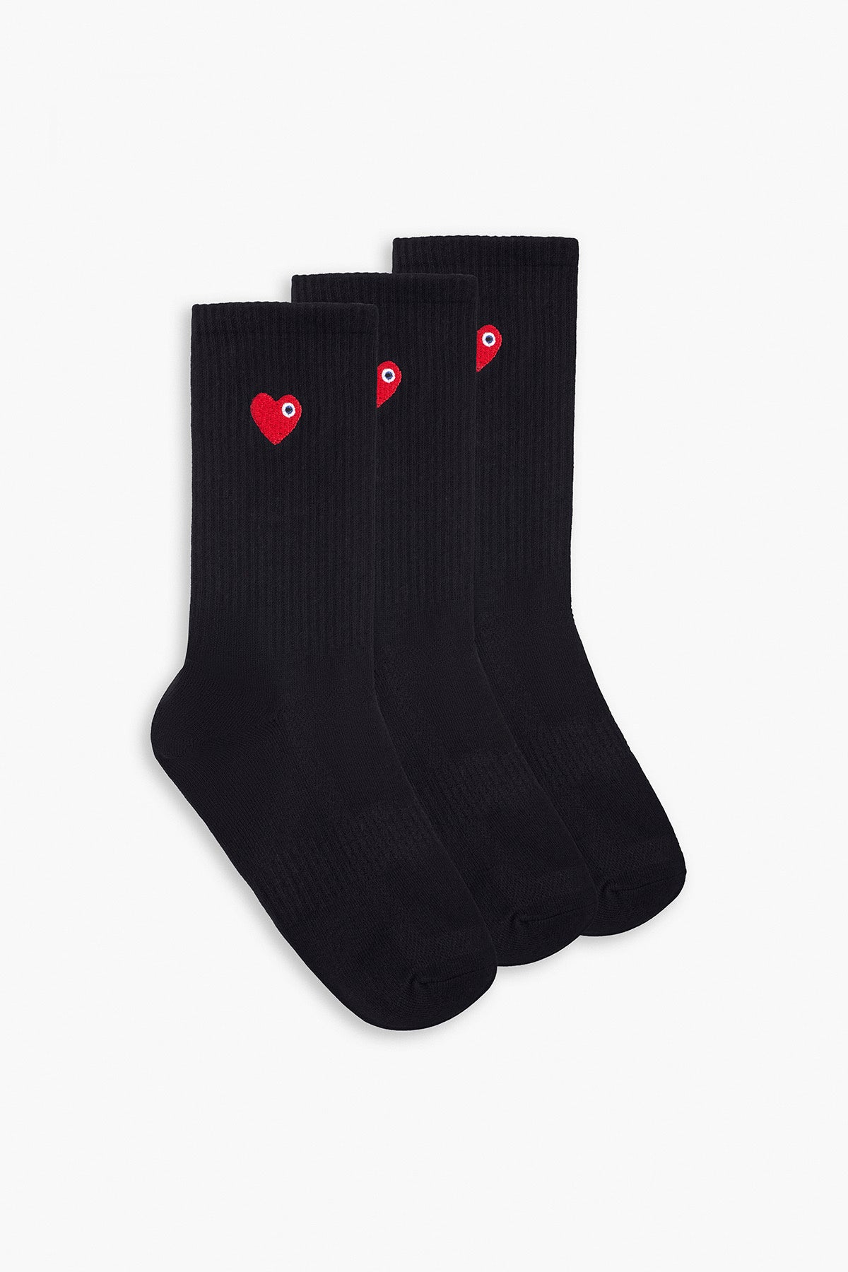 ADJ Chaussettes noir cœur rouge