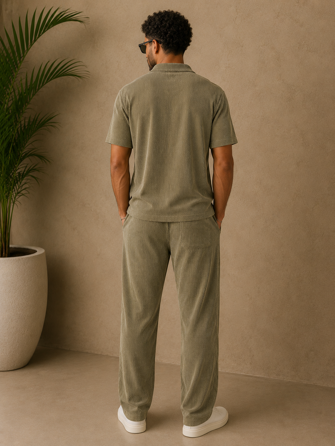 Pantalon kaki texturé