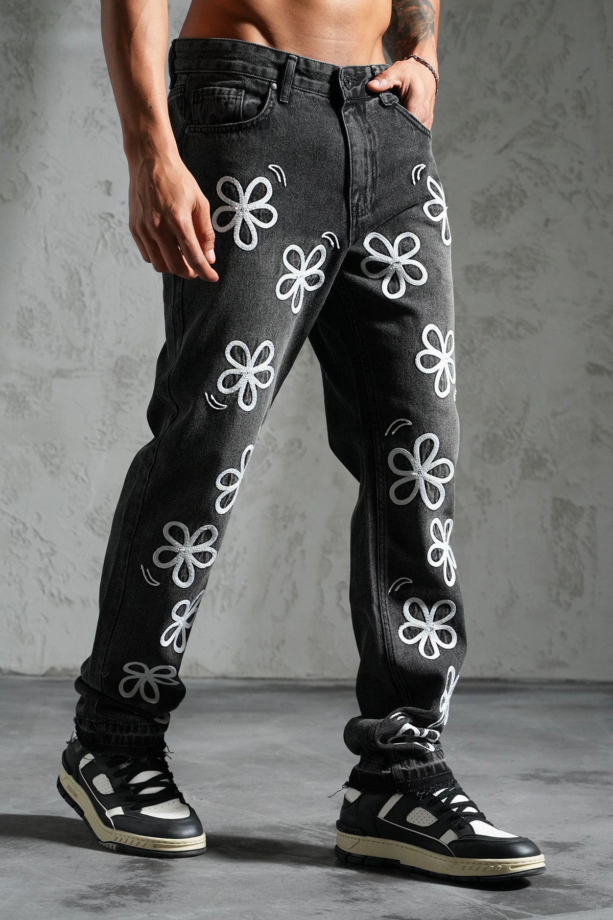 Jean fleur noir