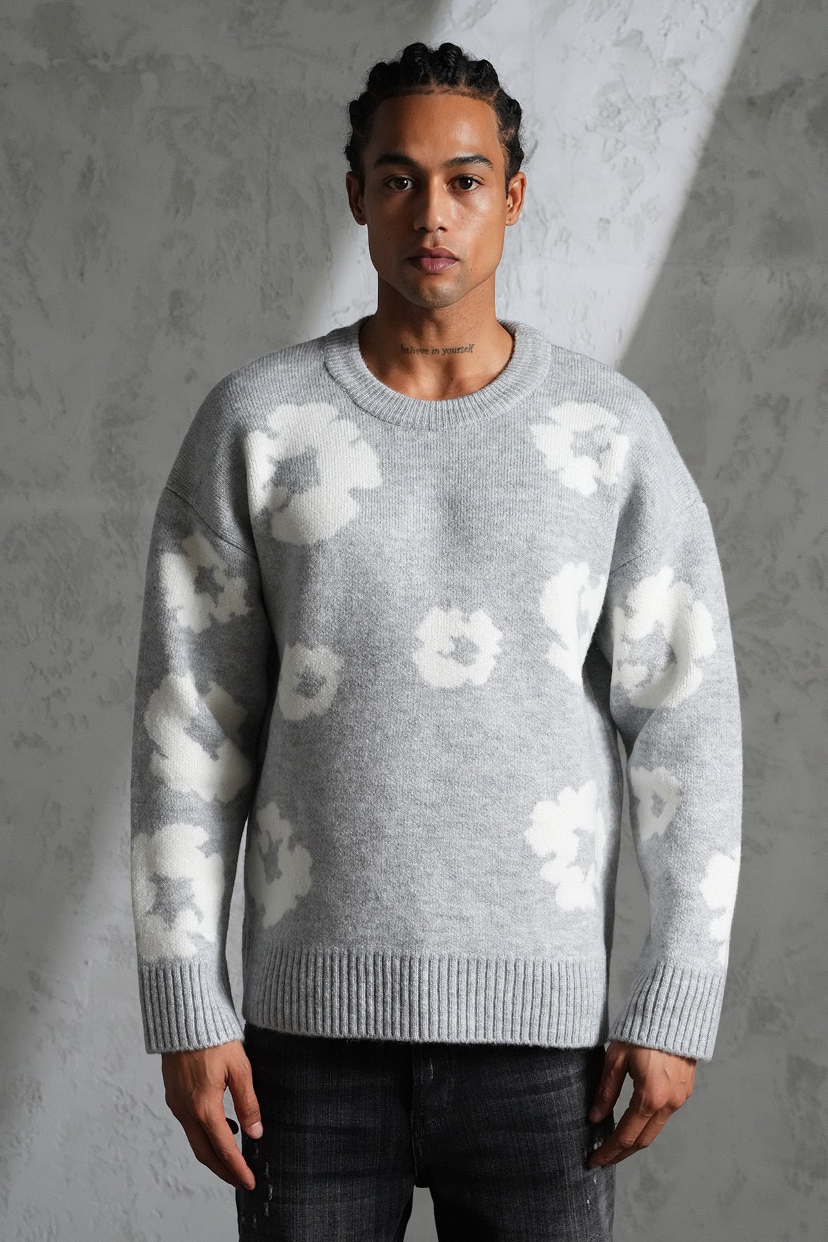 Pull maille Tears gris