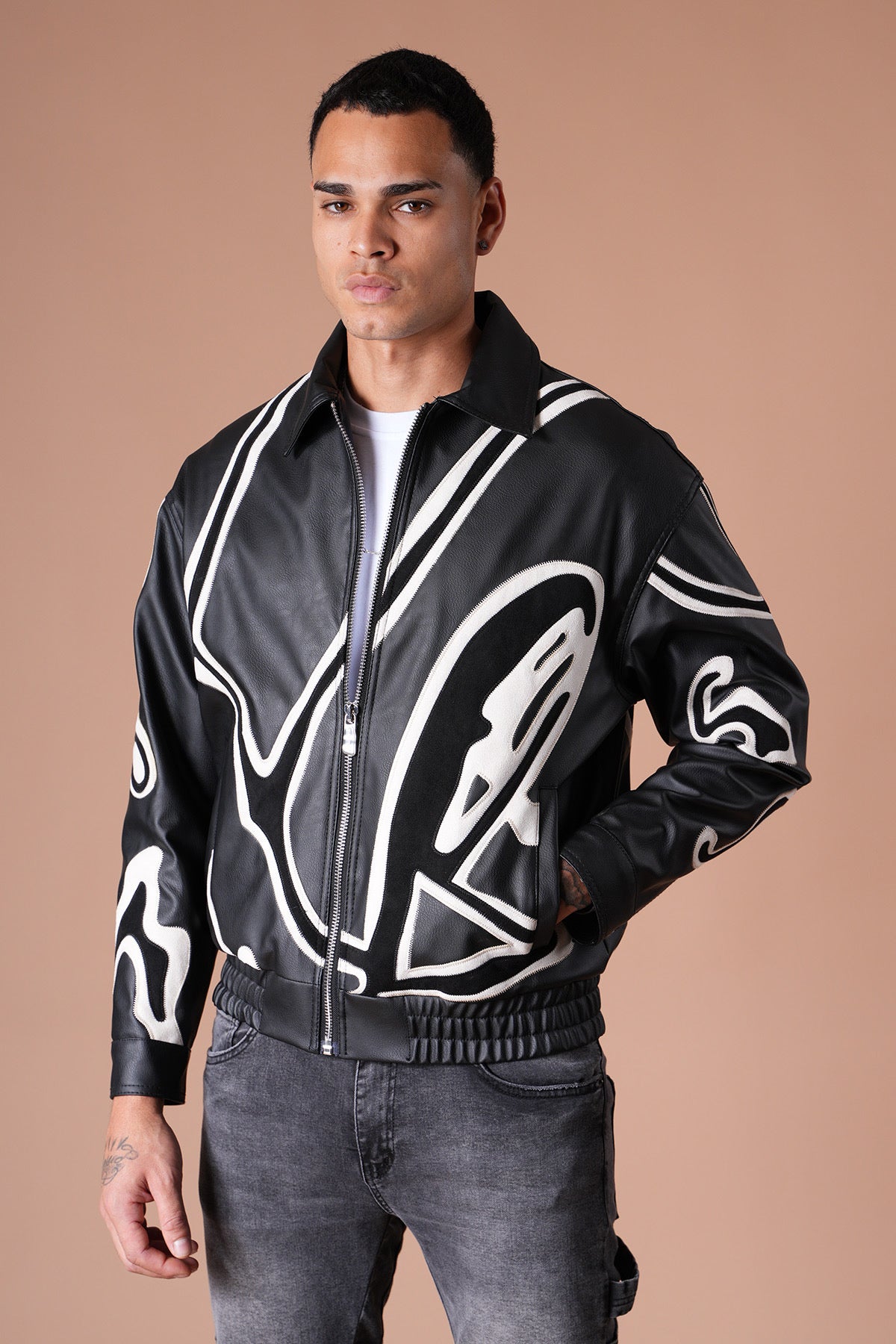 Veste Simili cuir Alpha noir