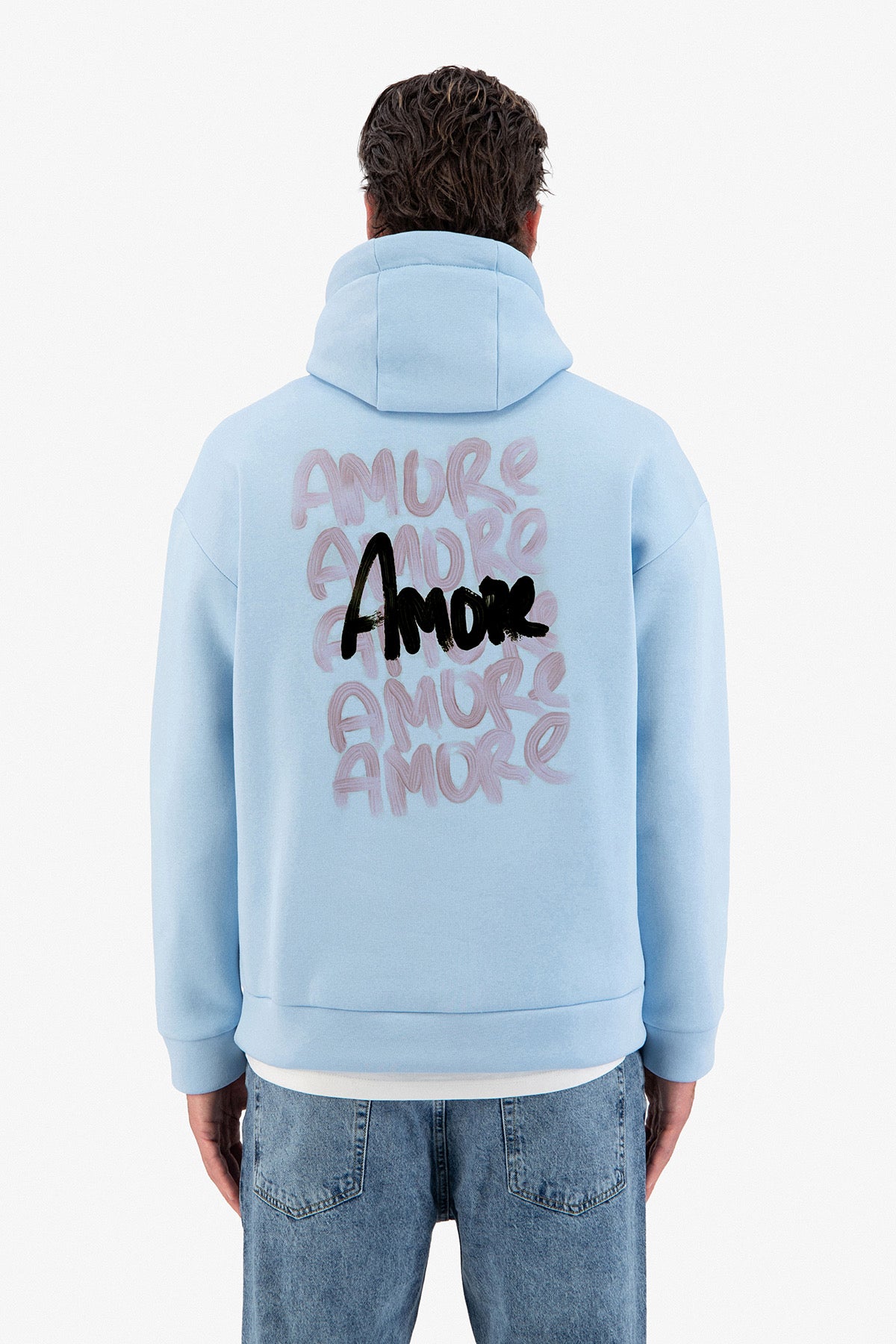Sweat capuche bleu Amore