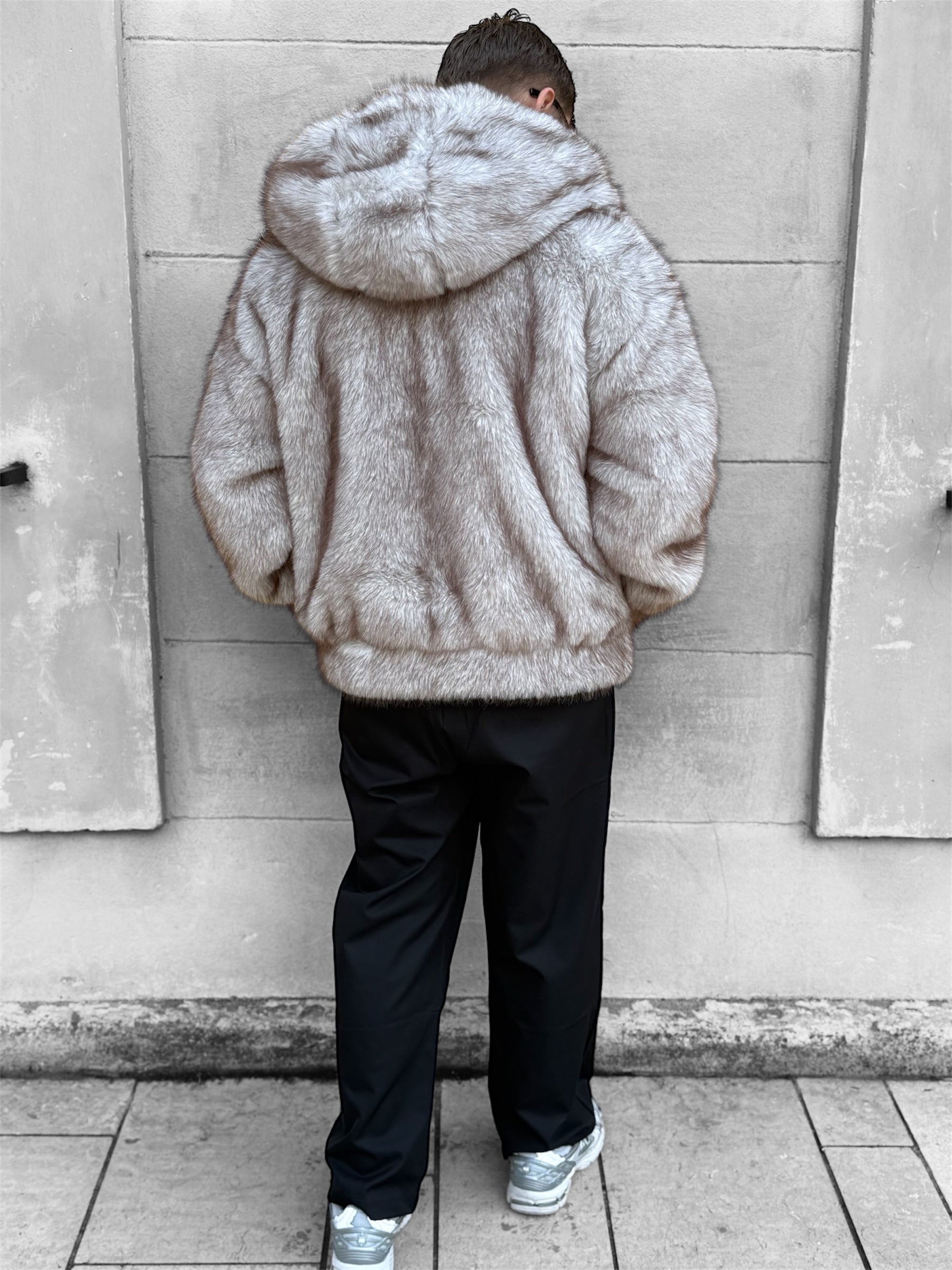 Veste fourrure beige/marron