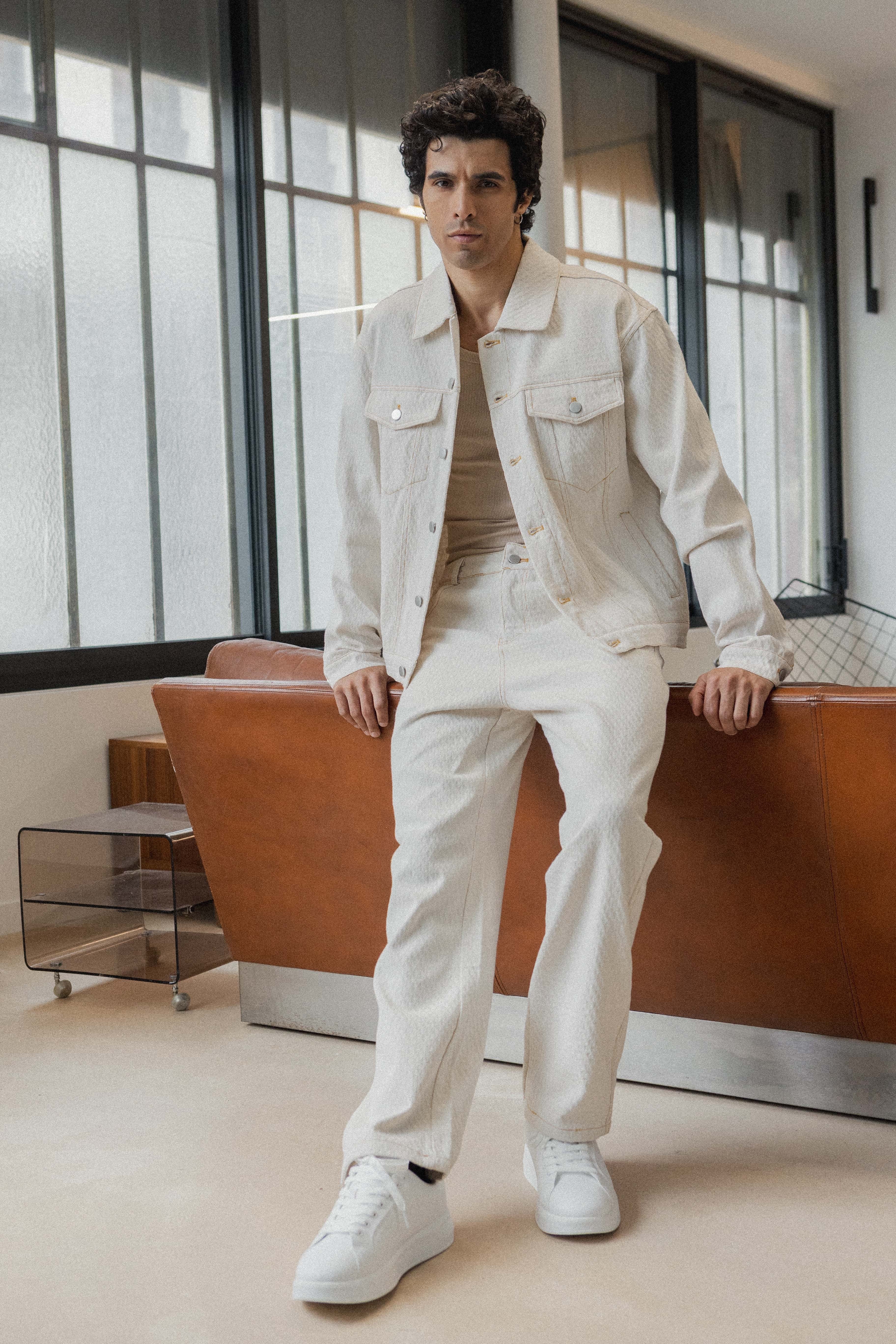 Ensemble veste + pantalon Denim beige