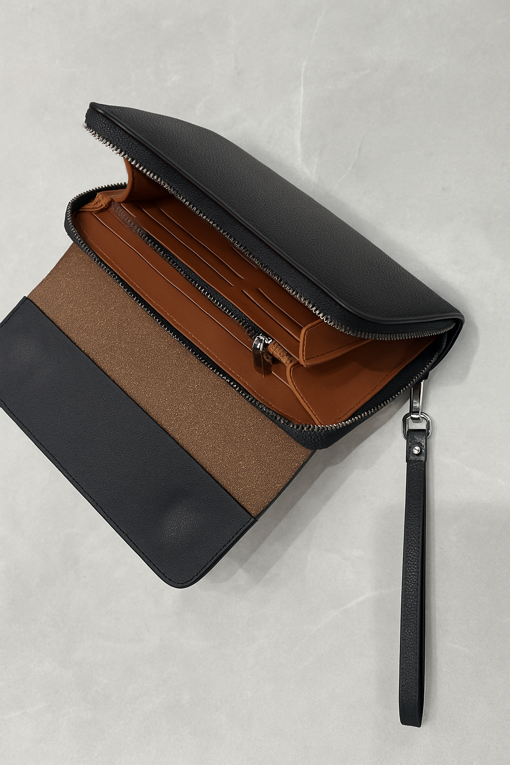 Pochette zip revers noir
