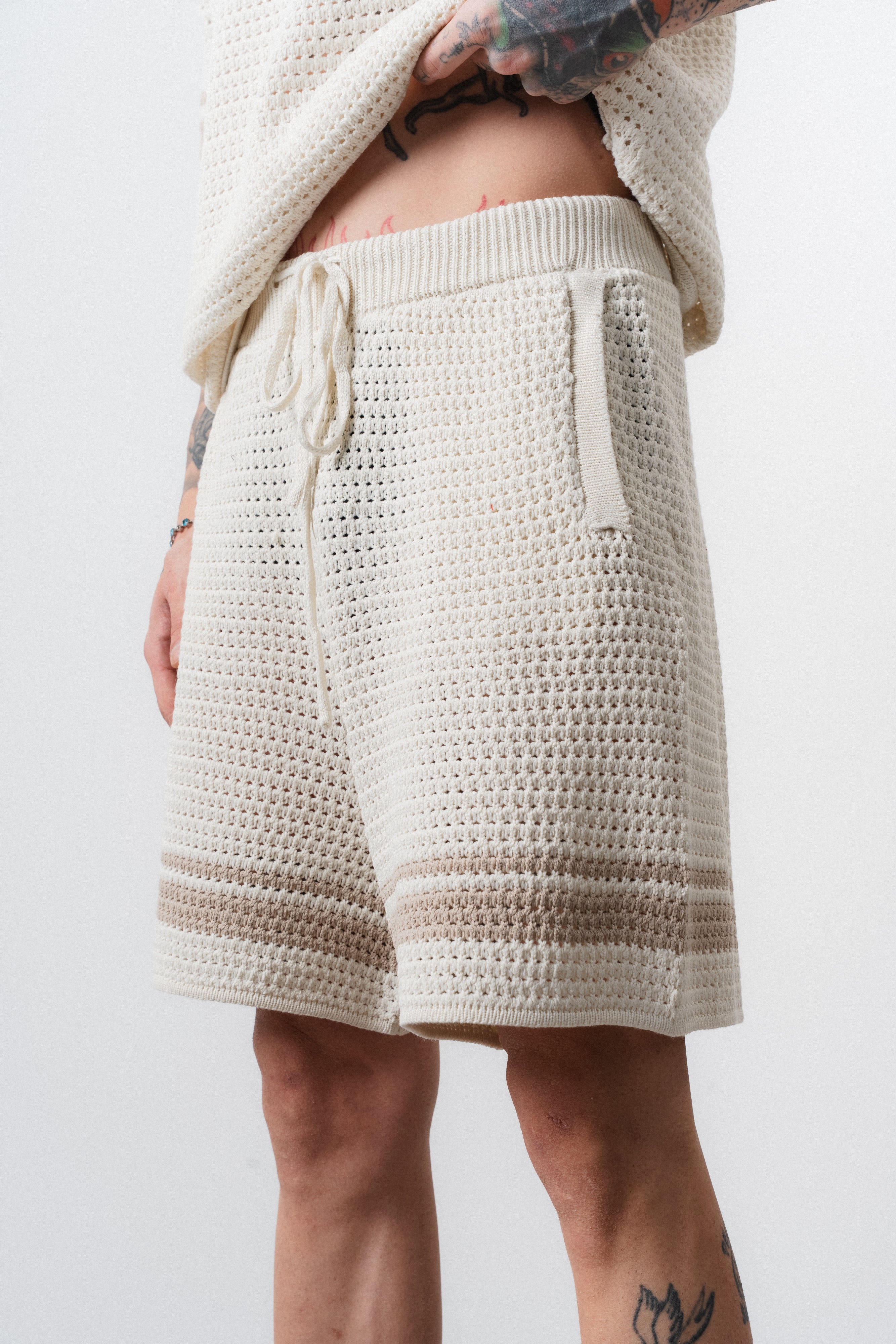 Ensemble short t-shirt maille blanc